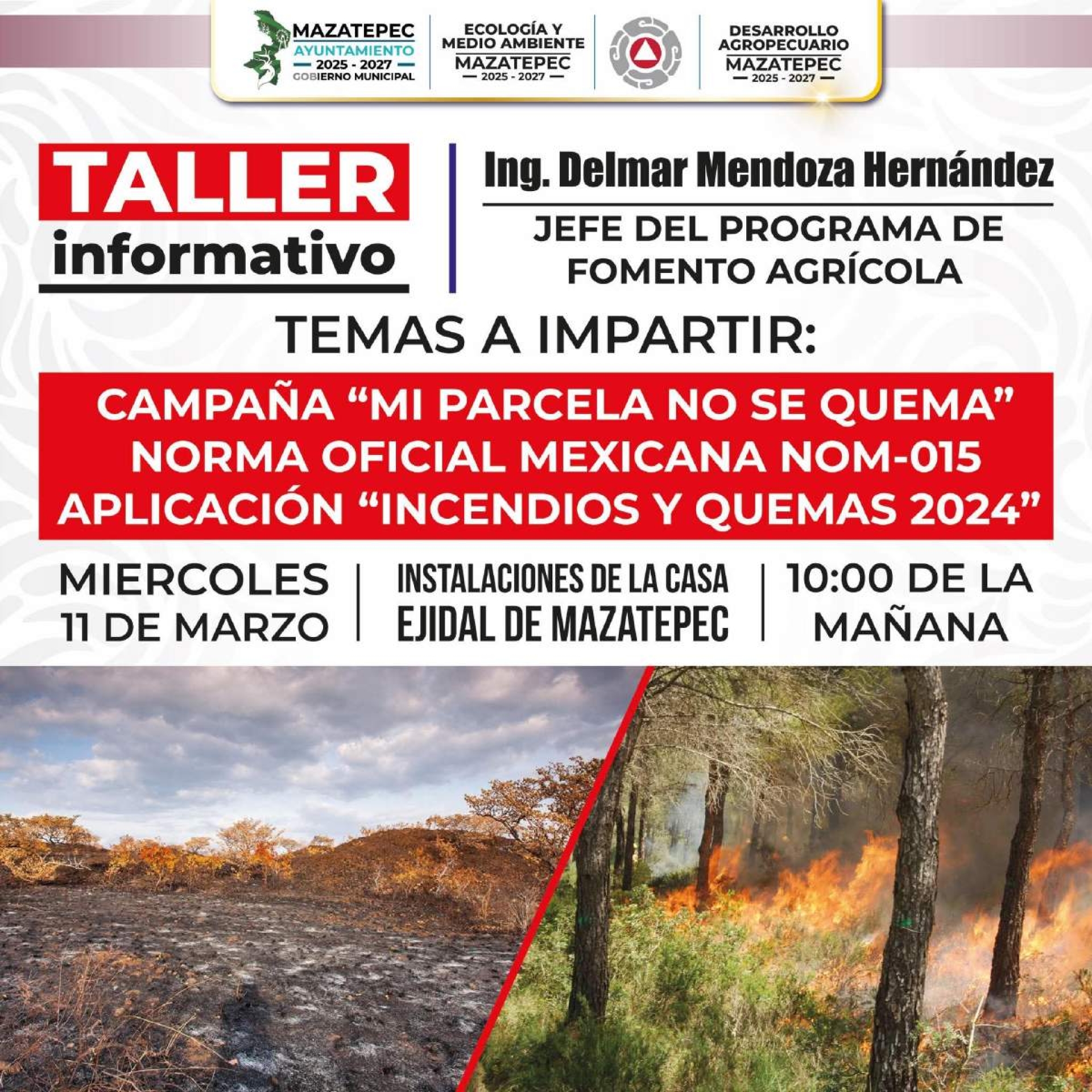 Invitan a taller para prevenir incendios agrícolas en Mazatepec