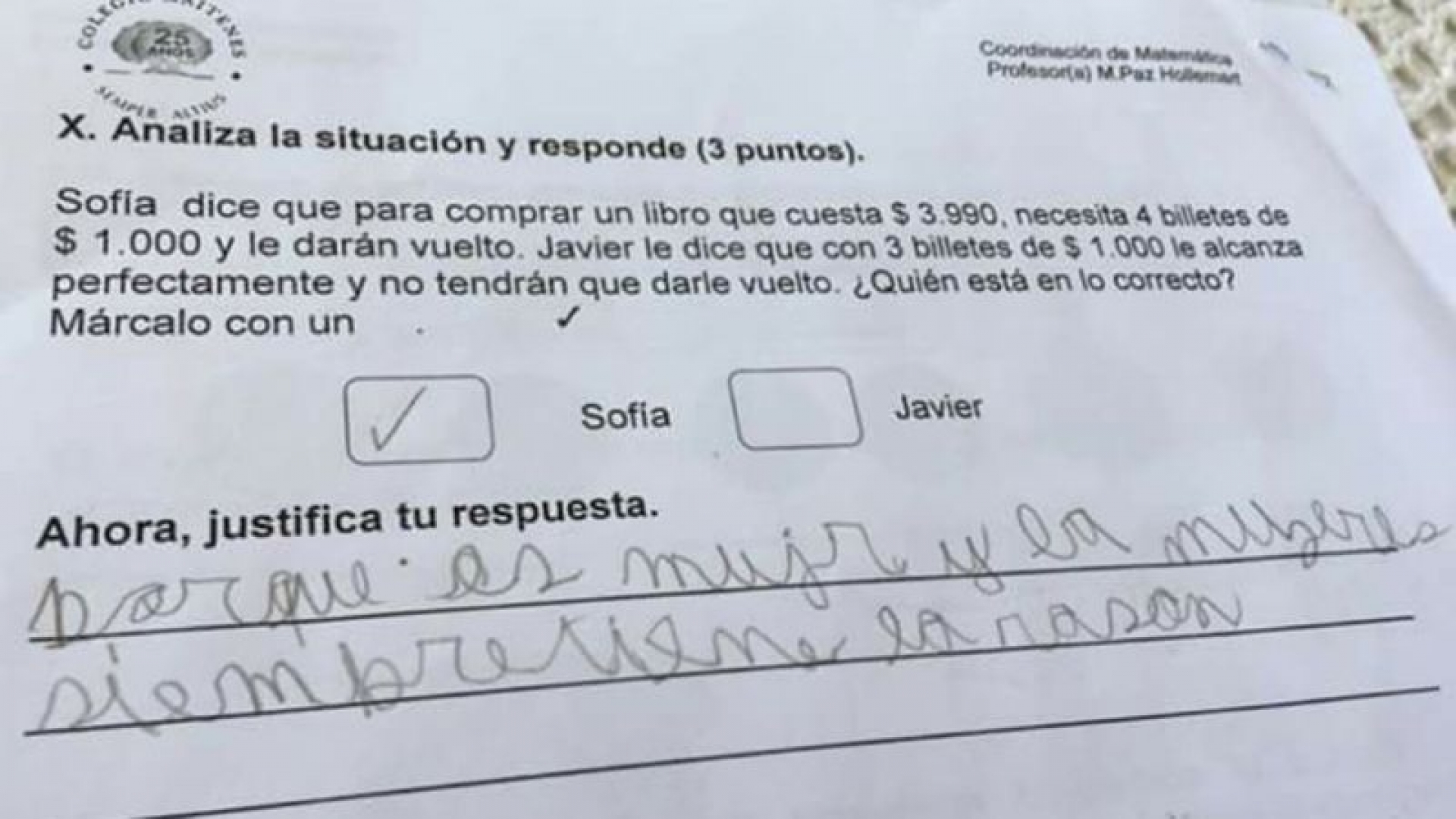 Así de simple... La respuesta de un niño durante un examen encendió la polémica