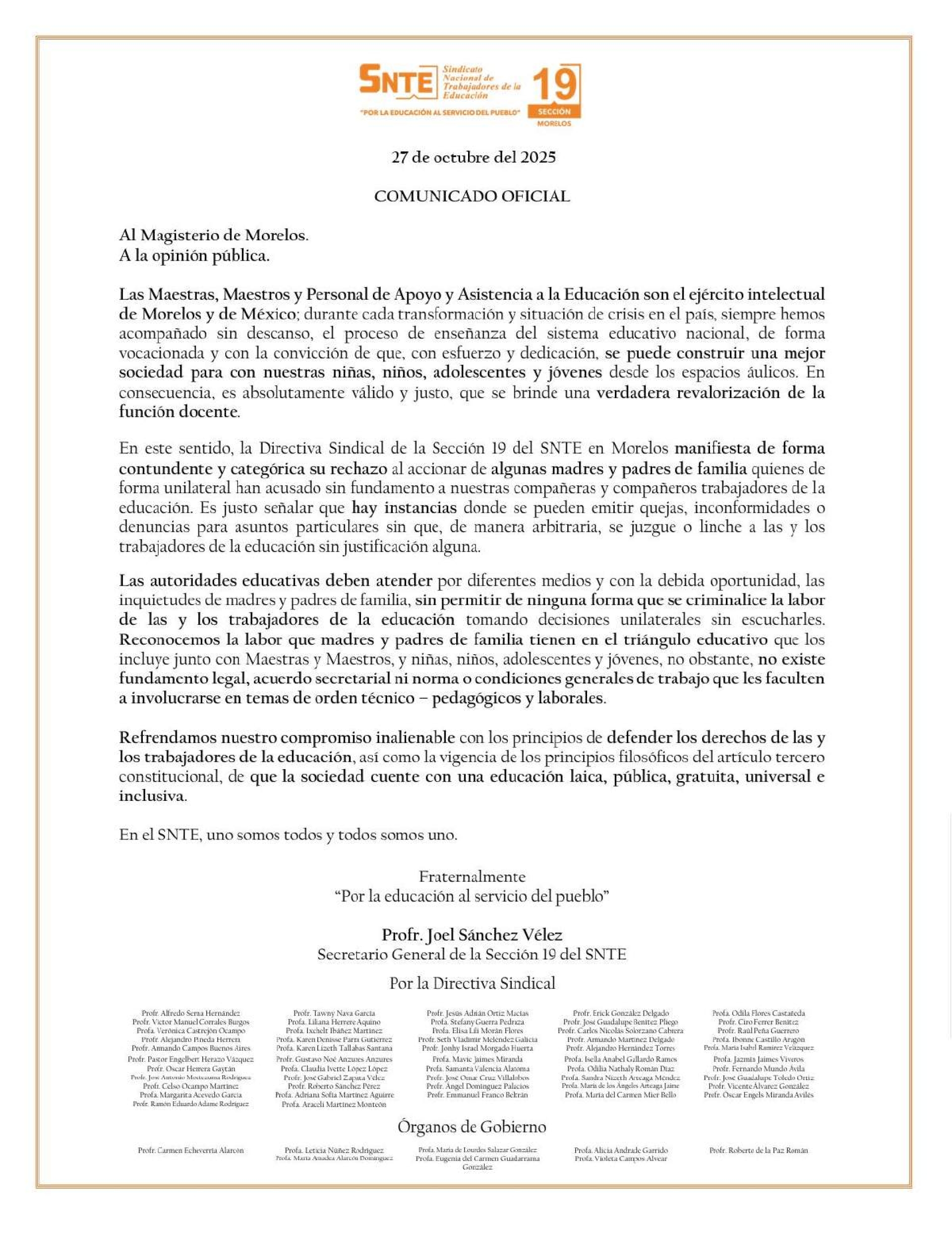Reitera SNTE defensa de maestros