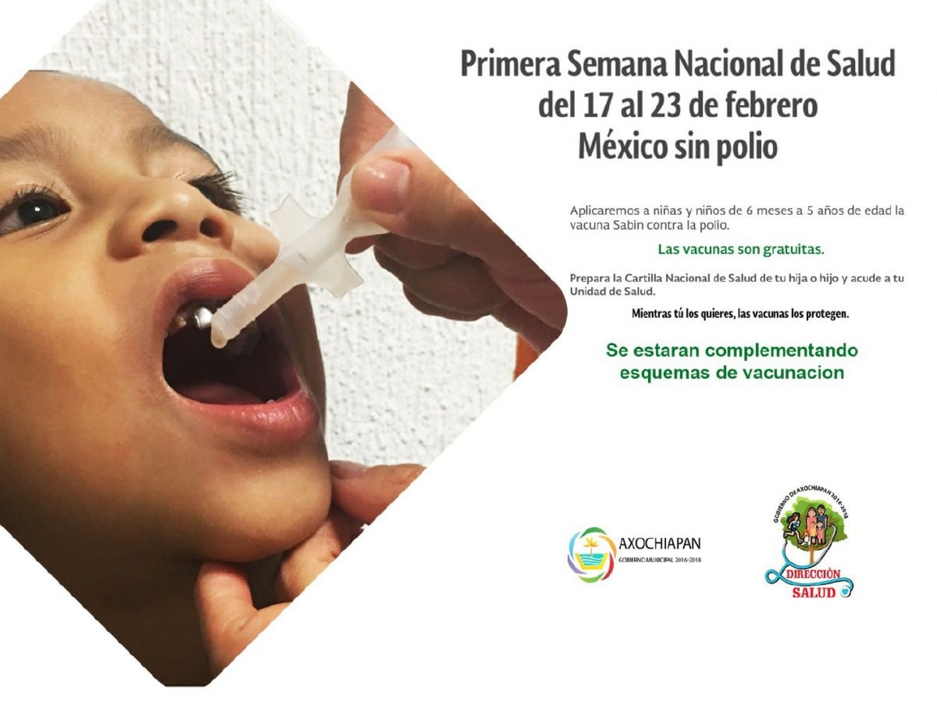 Axochiapan participará en la Primera Semana se Salud “México sin Polio”