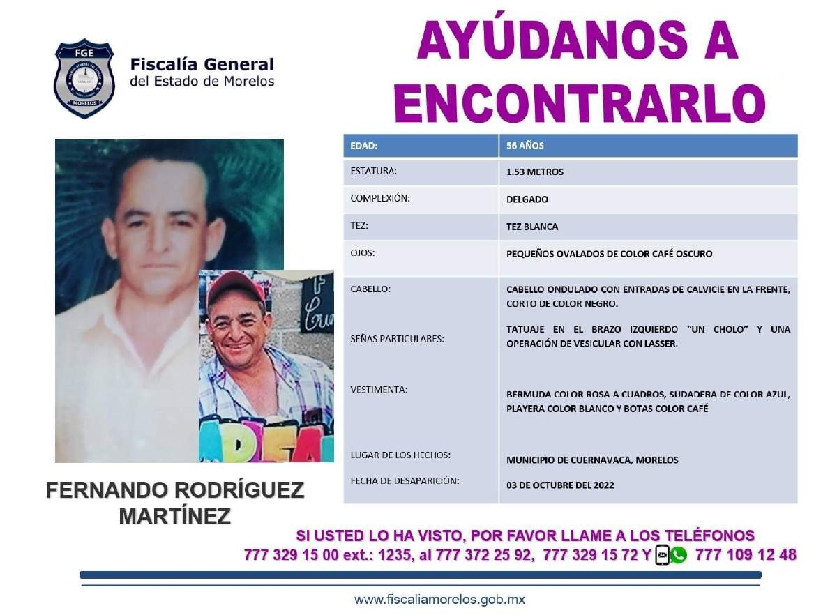 Buscan a dos vecinos de Cuernavaca que están desaparecidos