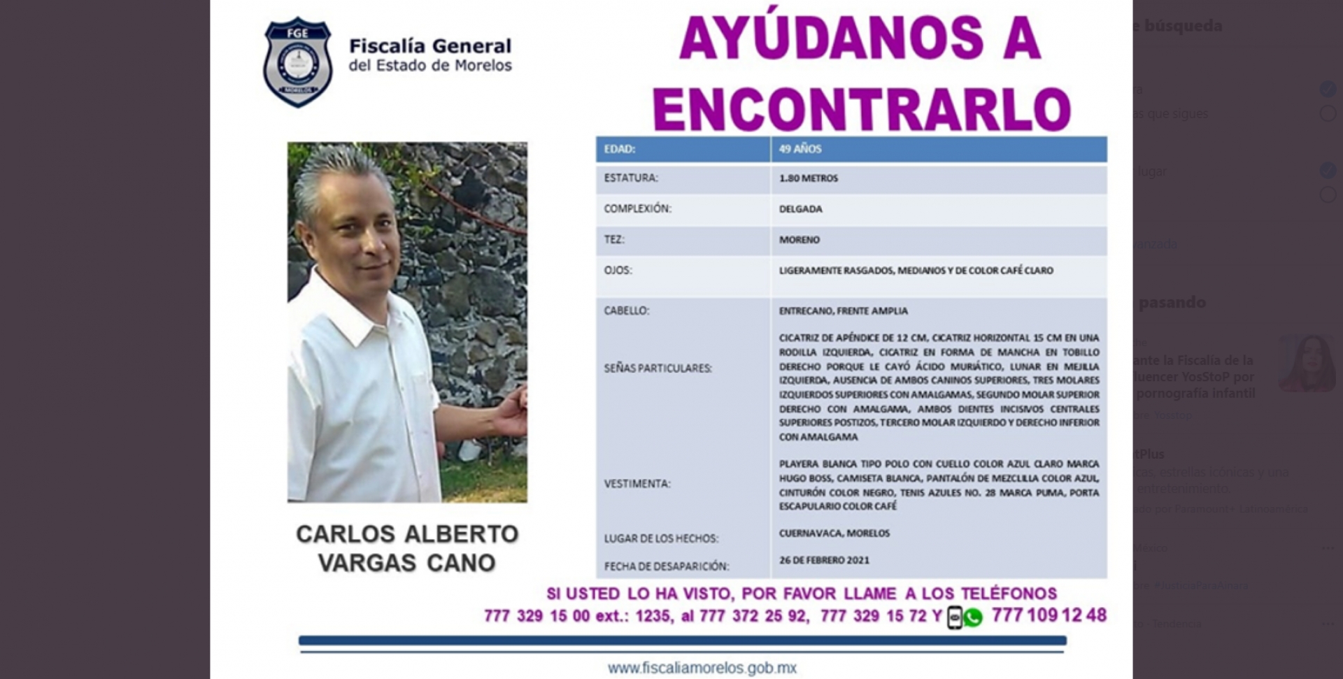 Buscan a trabajador de empresa de telecomunicaciones que está desaparecido