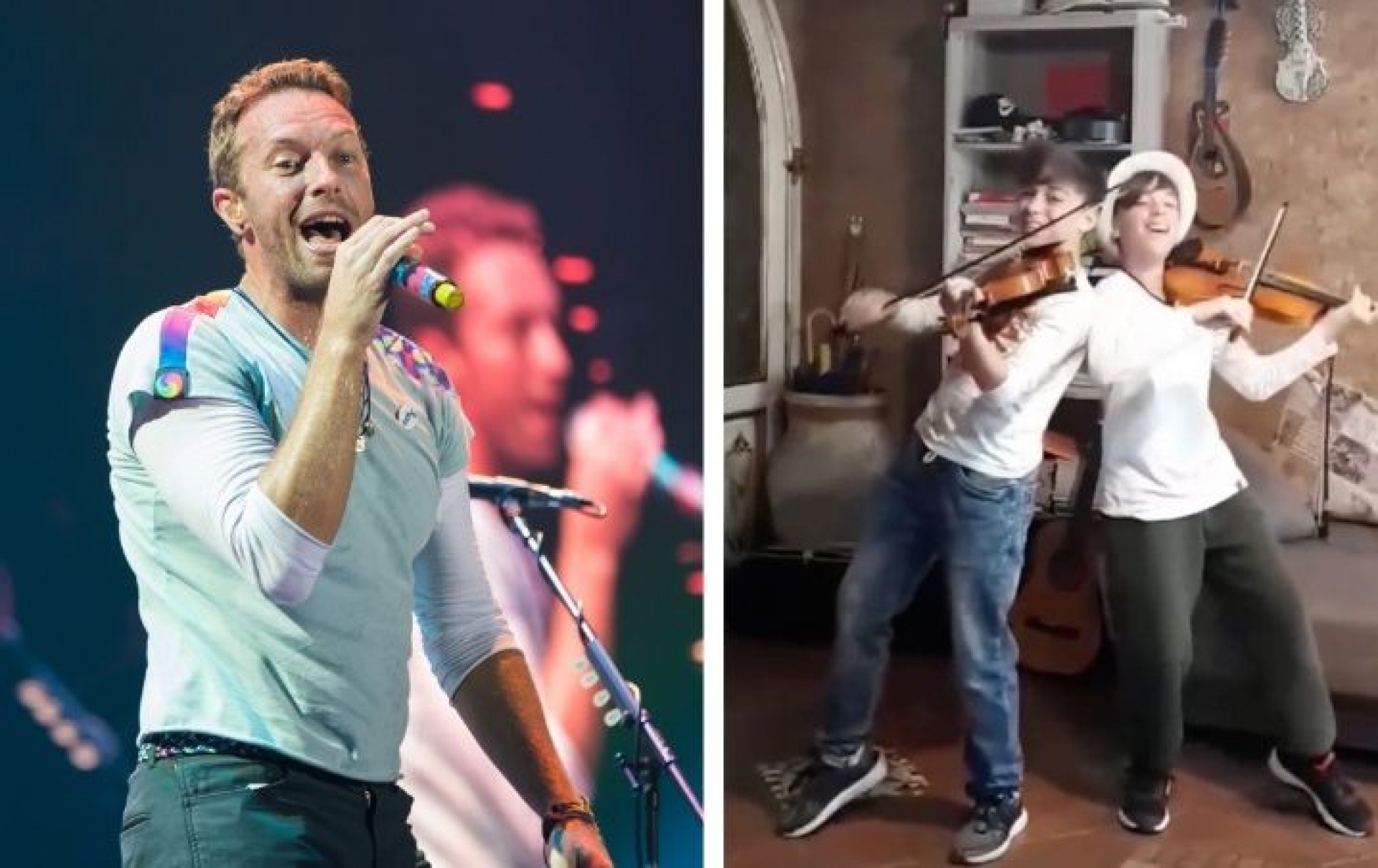 Chris Martin canta ‘Viva la vida’ junto a los pequeños violinistas italianos