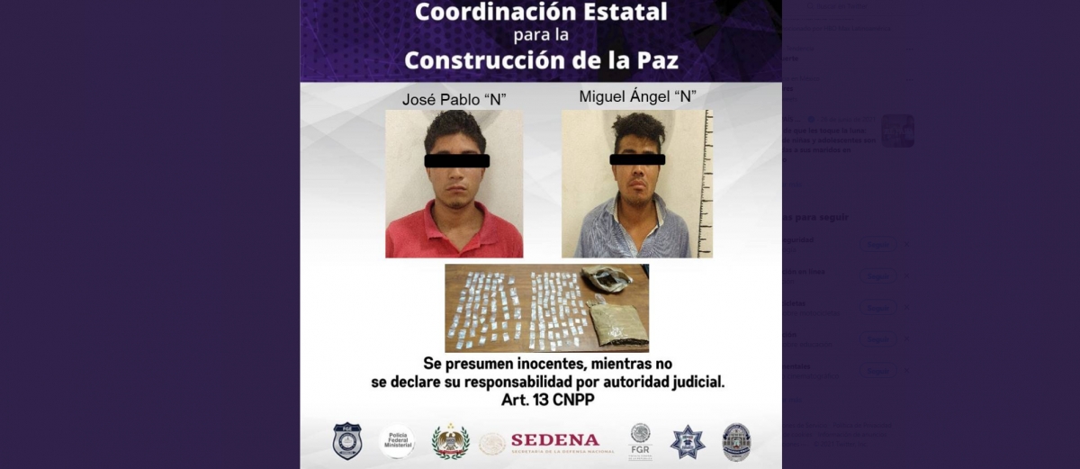Dos jóvenes atrapados con cristal y mariguana