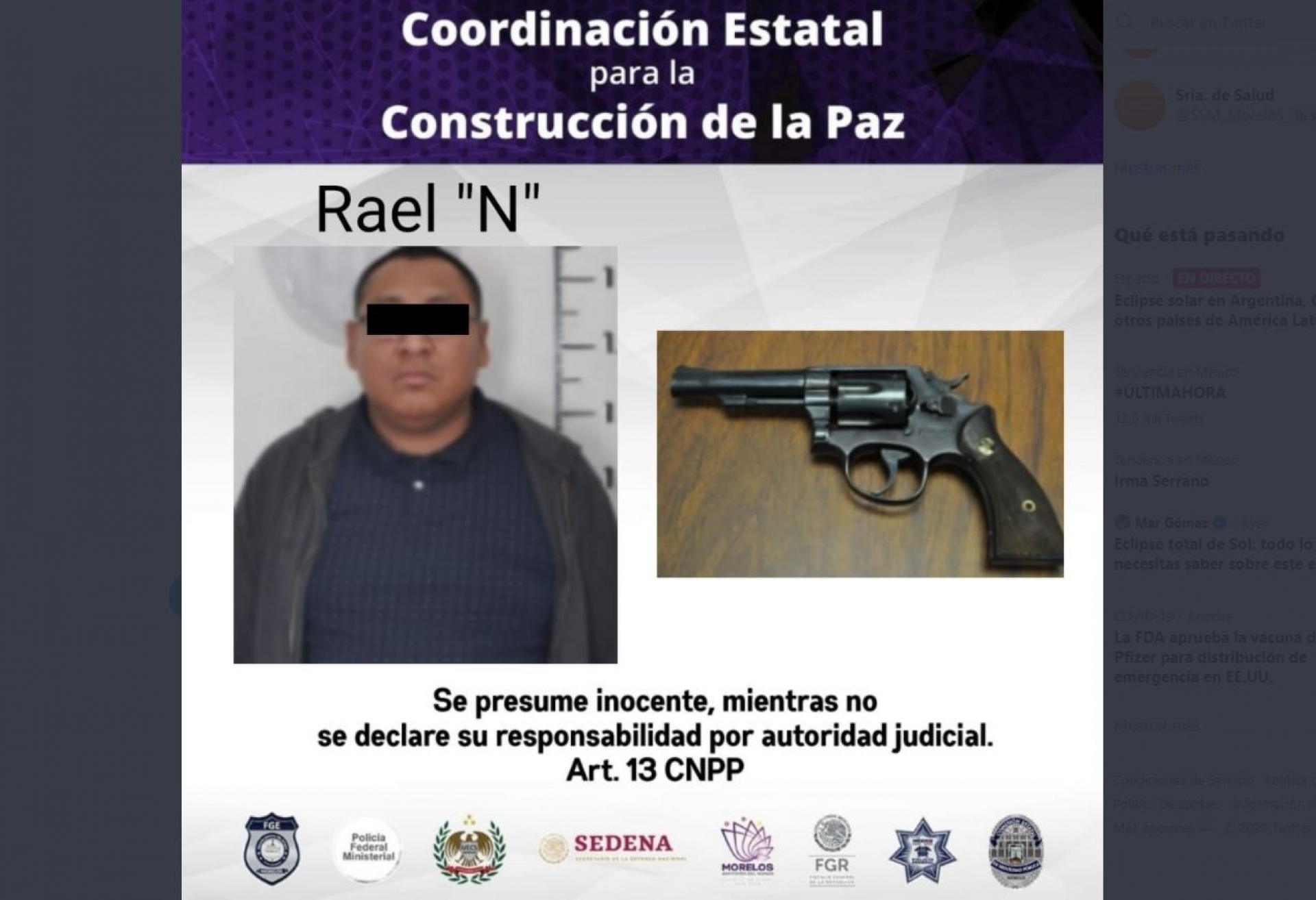 Llevaba una pistola 38 en la cintura