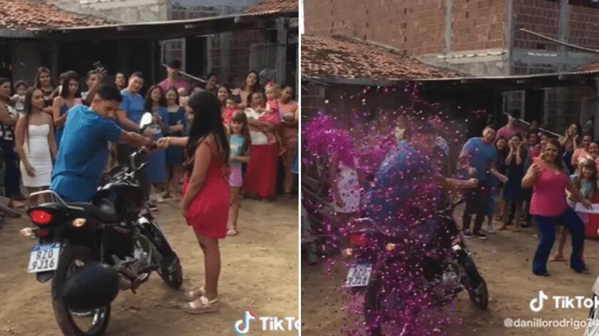 ¡Hasta con moto! Revelan sexo de bebé y se viraliza