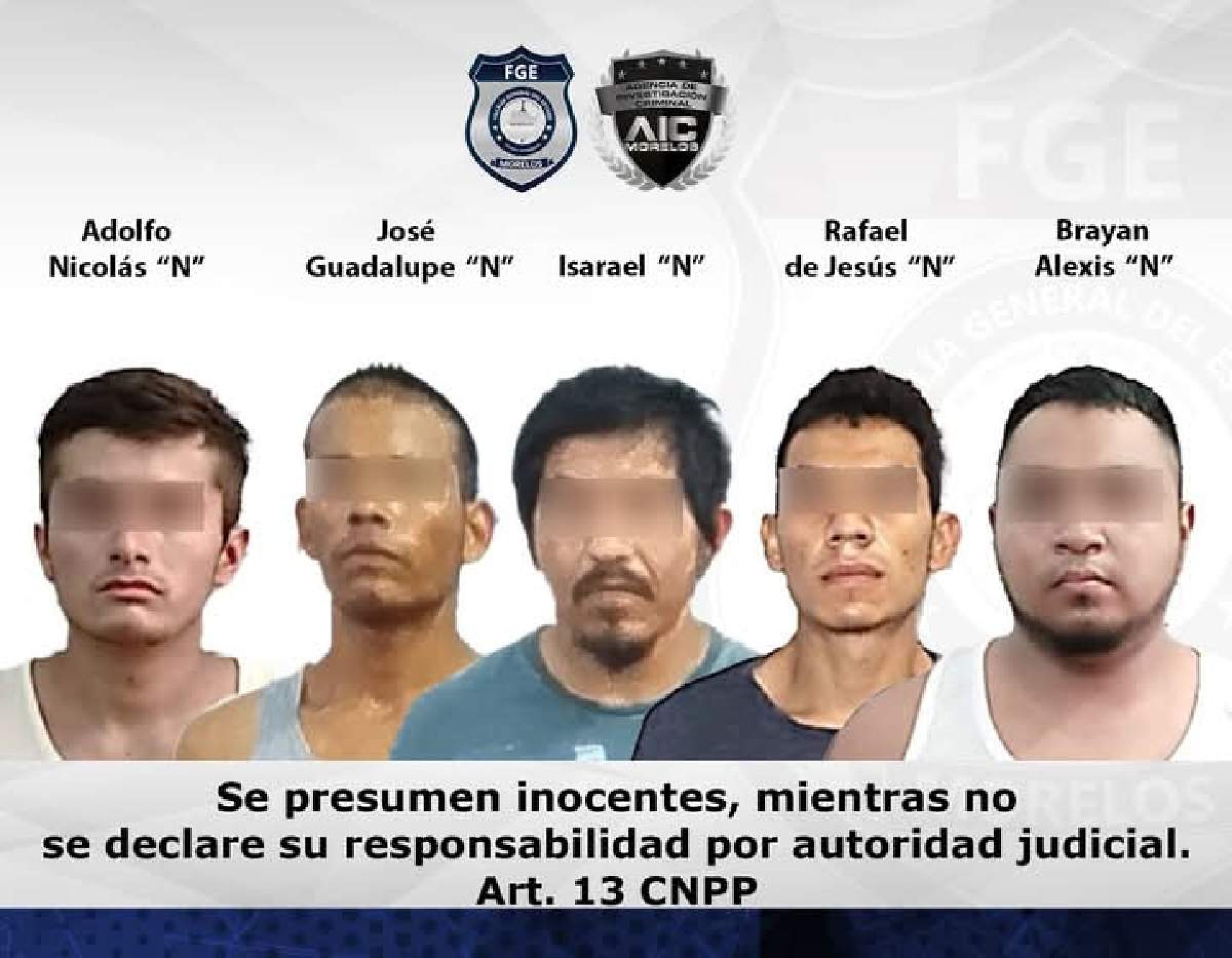 Capturan a cinco individuos acusados de homicidio