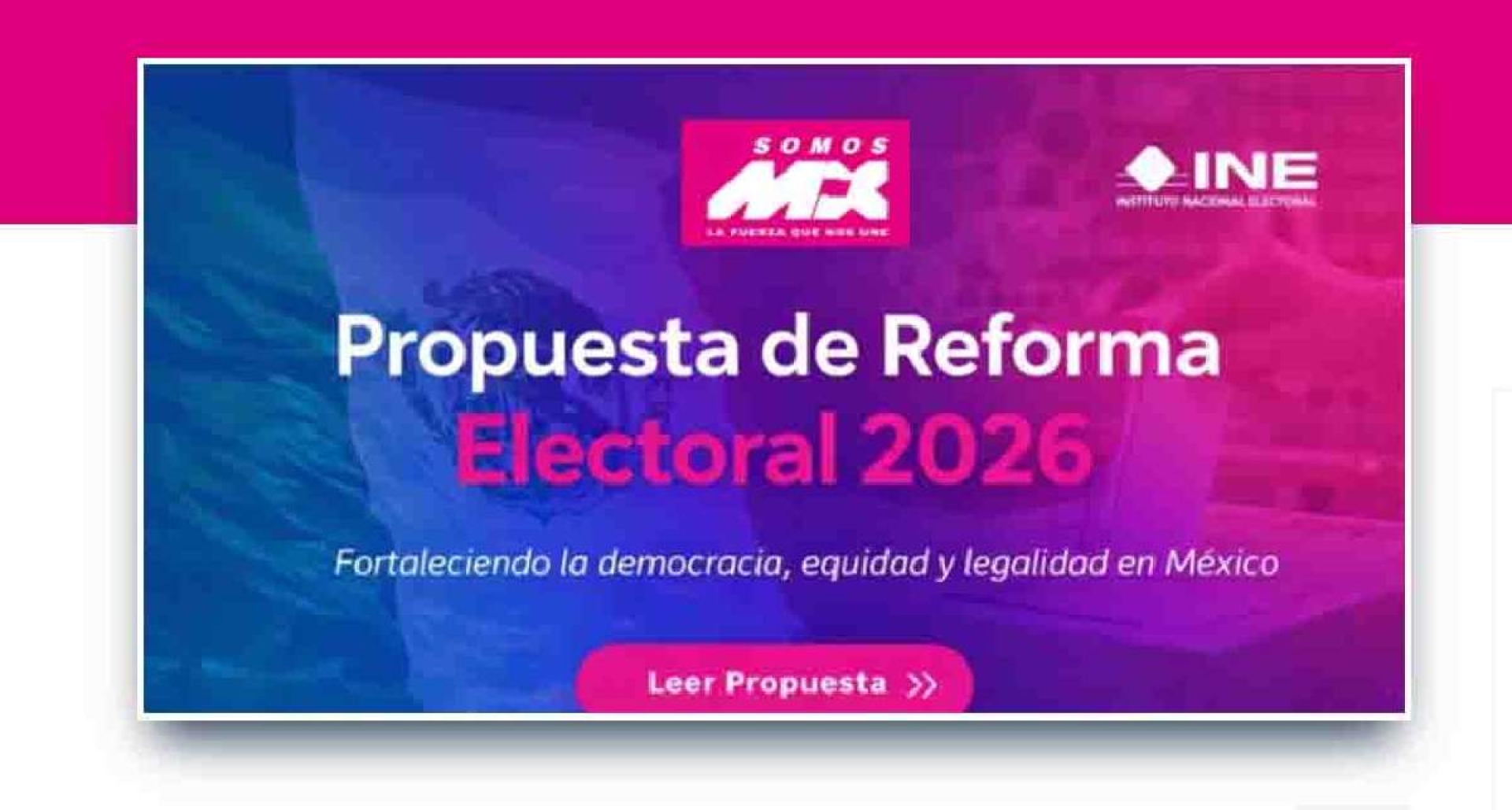 Desdeñan propuesta de reforma electoral de Somos MX