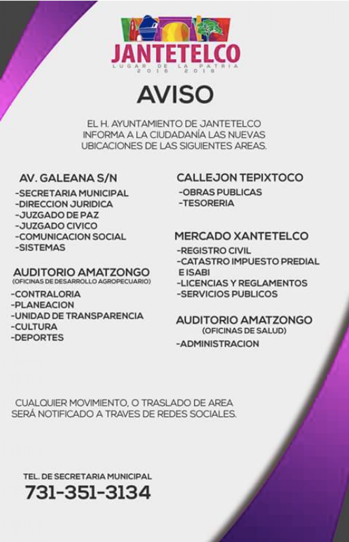Reubican oficinas municipales de Jantetelco