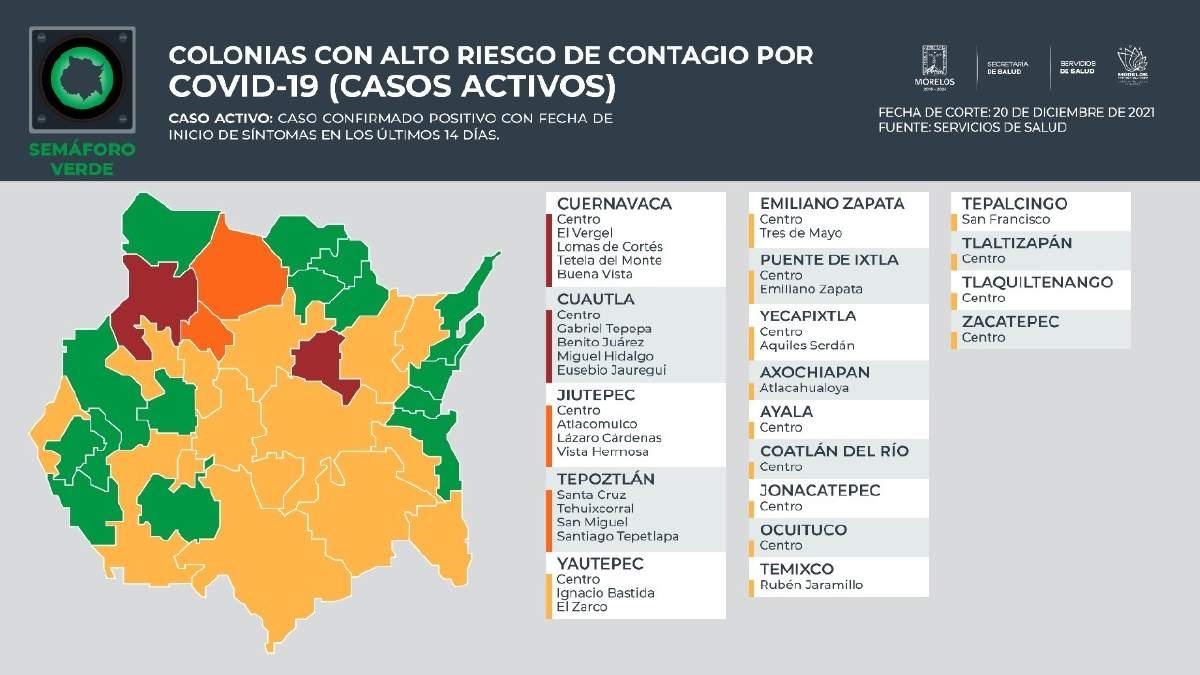 Cinco municipios se mantienen con colonias de alto riesgo de contagio de covid