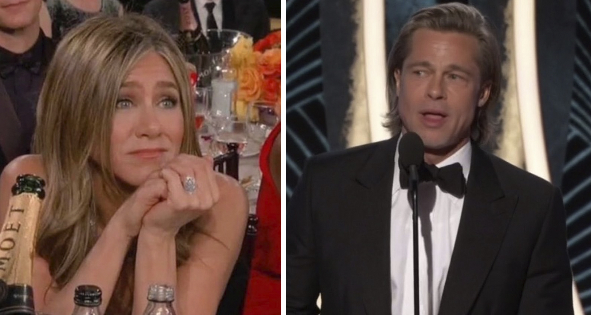 VIDEO: La reacción de Jennifer Aniston en el discurso de Brad Pitt