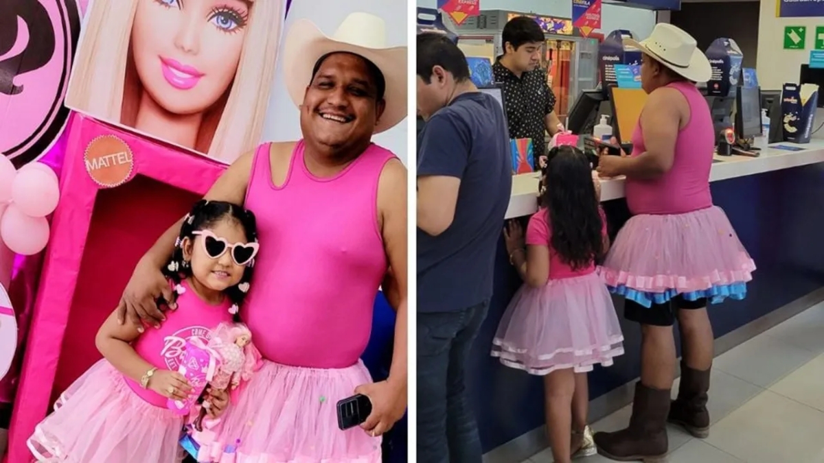 'Papá Barbie'; se viste de rosa por su hija para estreno de película