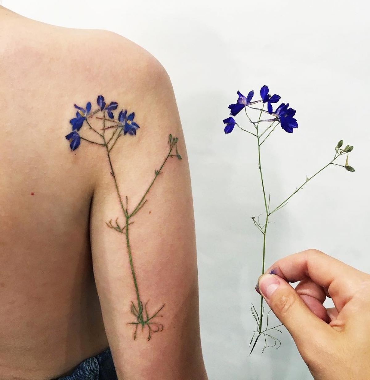 Estos tatuajes botánicos están realizados con plantas y flores de verdad