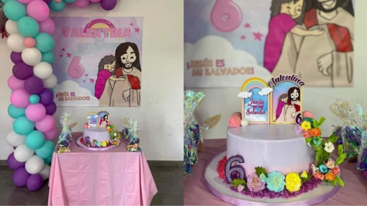 Mamá organiza fiesta de cumpleaños con temática de Jesús para su hija