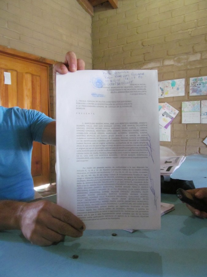 Denuncian penalmente al cabildo de Zacatepec
