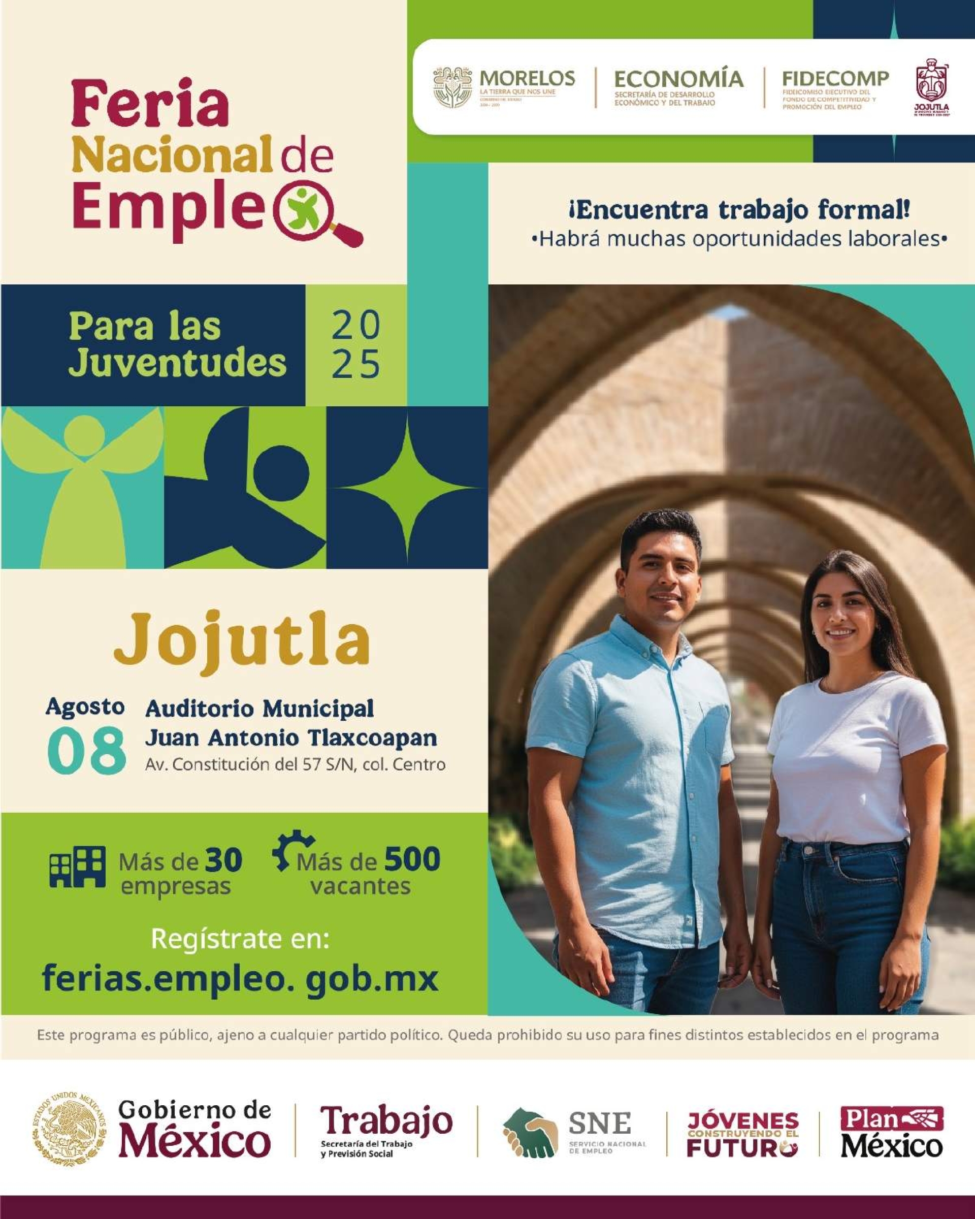Realizarán Feria del Empleo para jóvenes en Jojutla