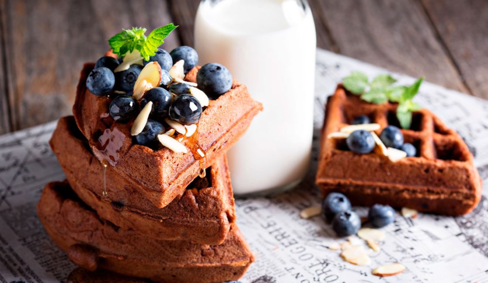 Waffles de avena con chocolate para un desayuno práctico y reconfortante