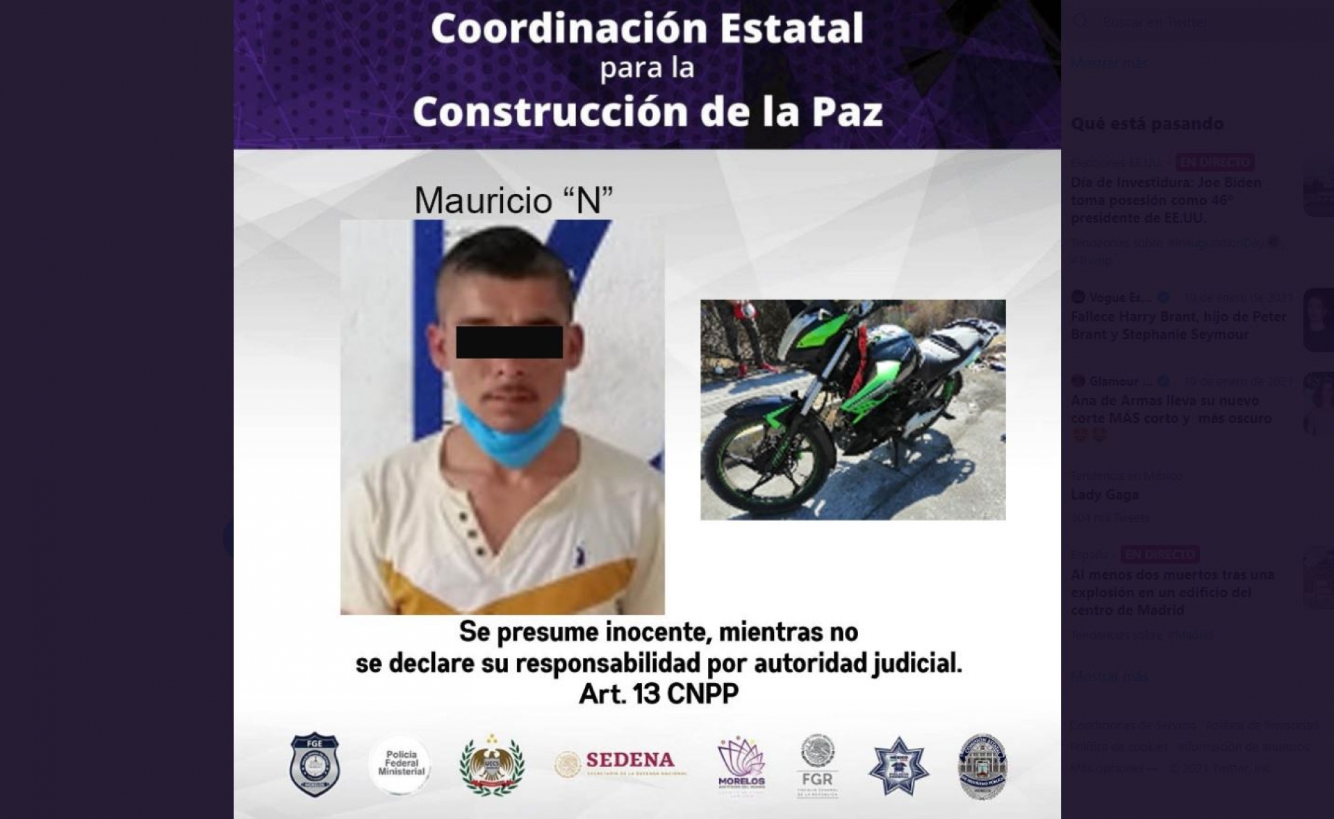 Atrapan a joven en poder de una moto robada