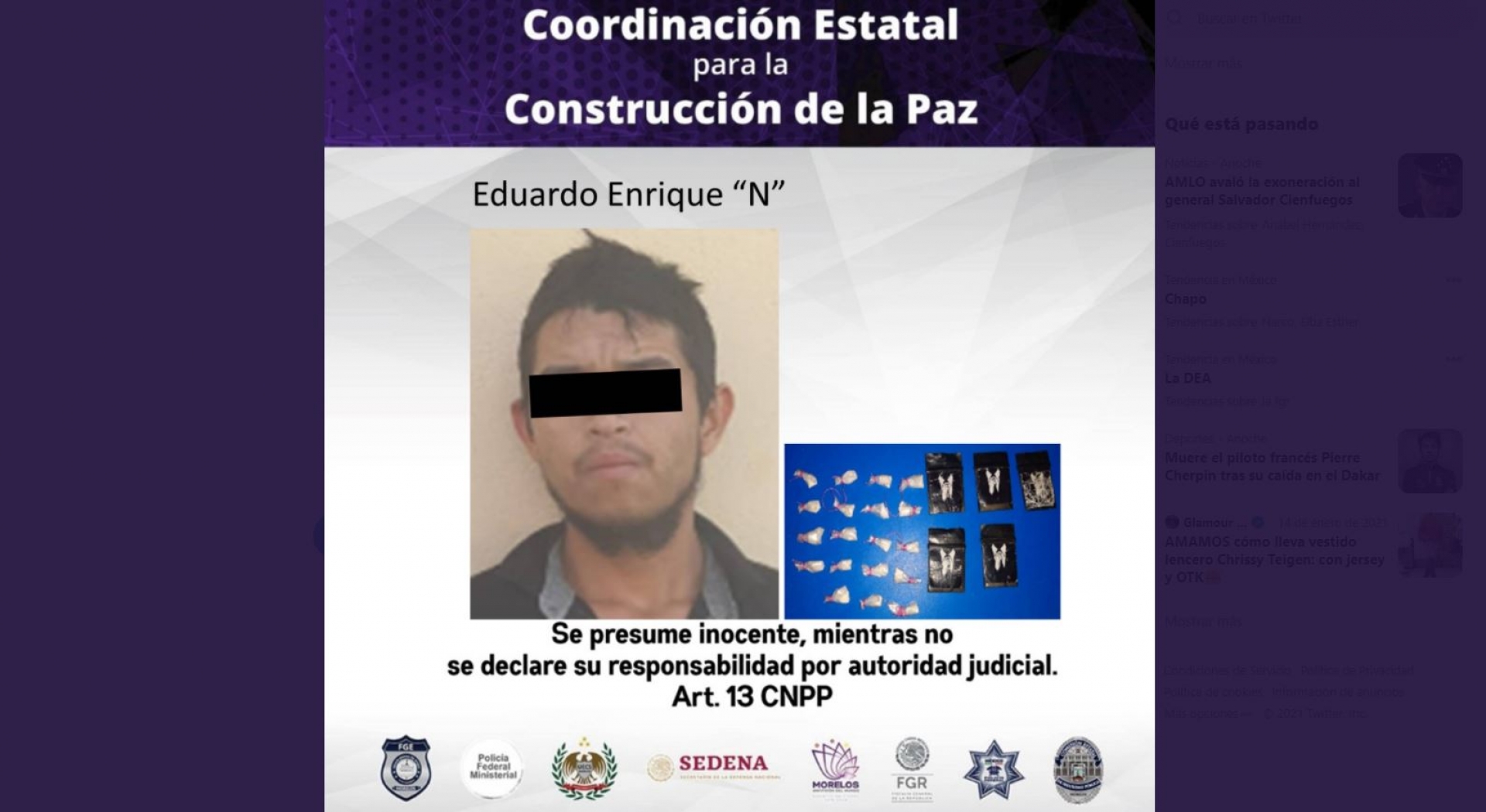Lo descubrieron en poder de 24 dosis de droga