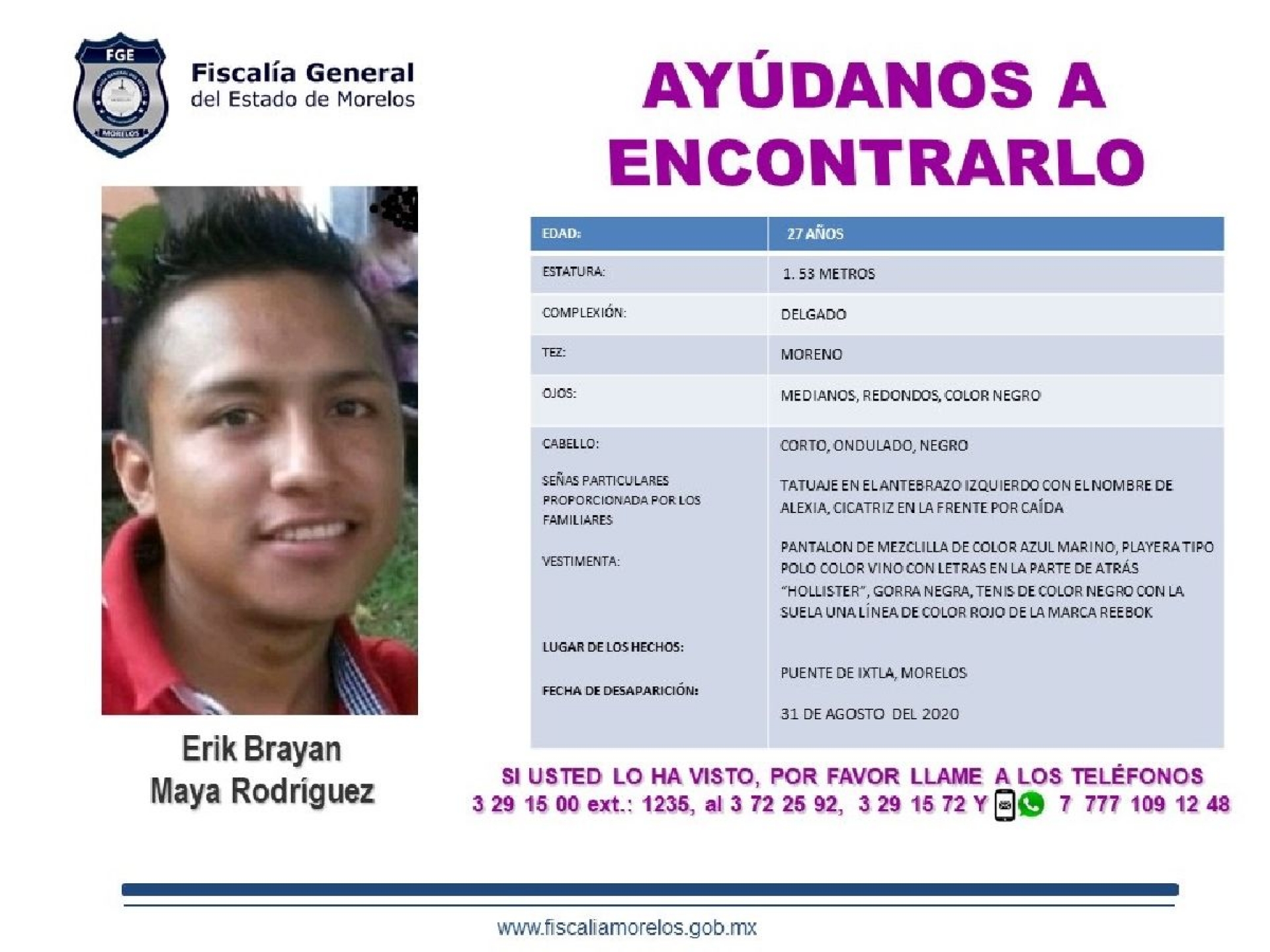 Desconocen paradero de joven desde hace tres días