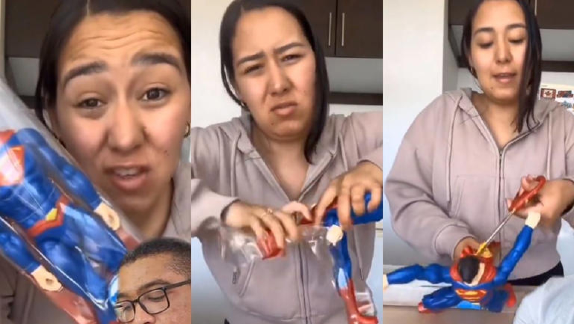 Mujer destruye 'Superman' de su novio y lo critica por comprar cosas de niños