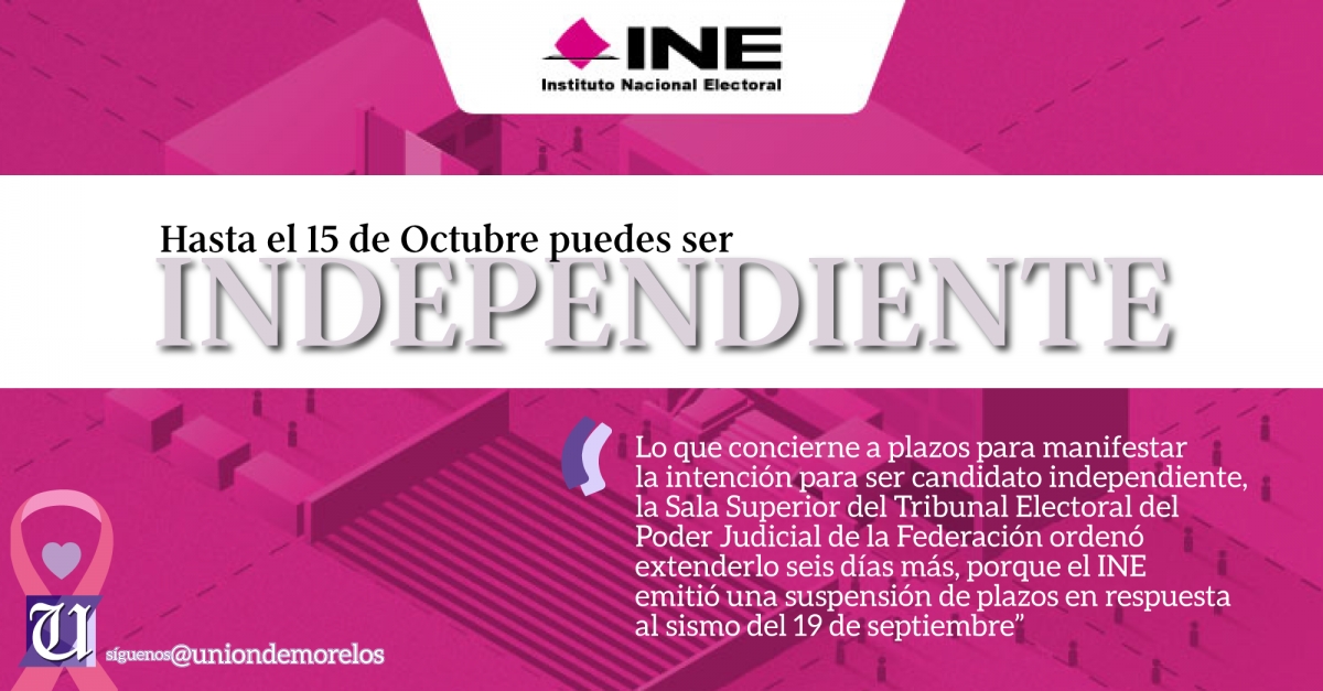 INE extiende periodo de registro para independientes