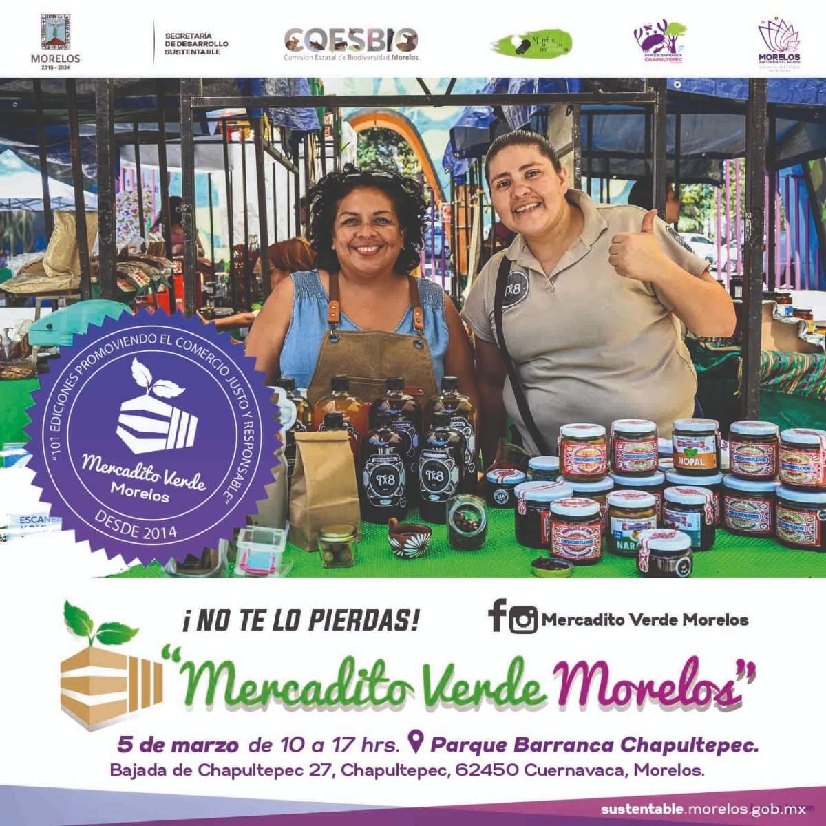 Invitan a disfrutar oferta de productos y servicios del mercadito verde Morelos