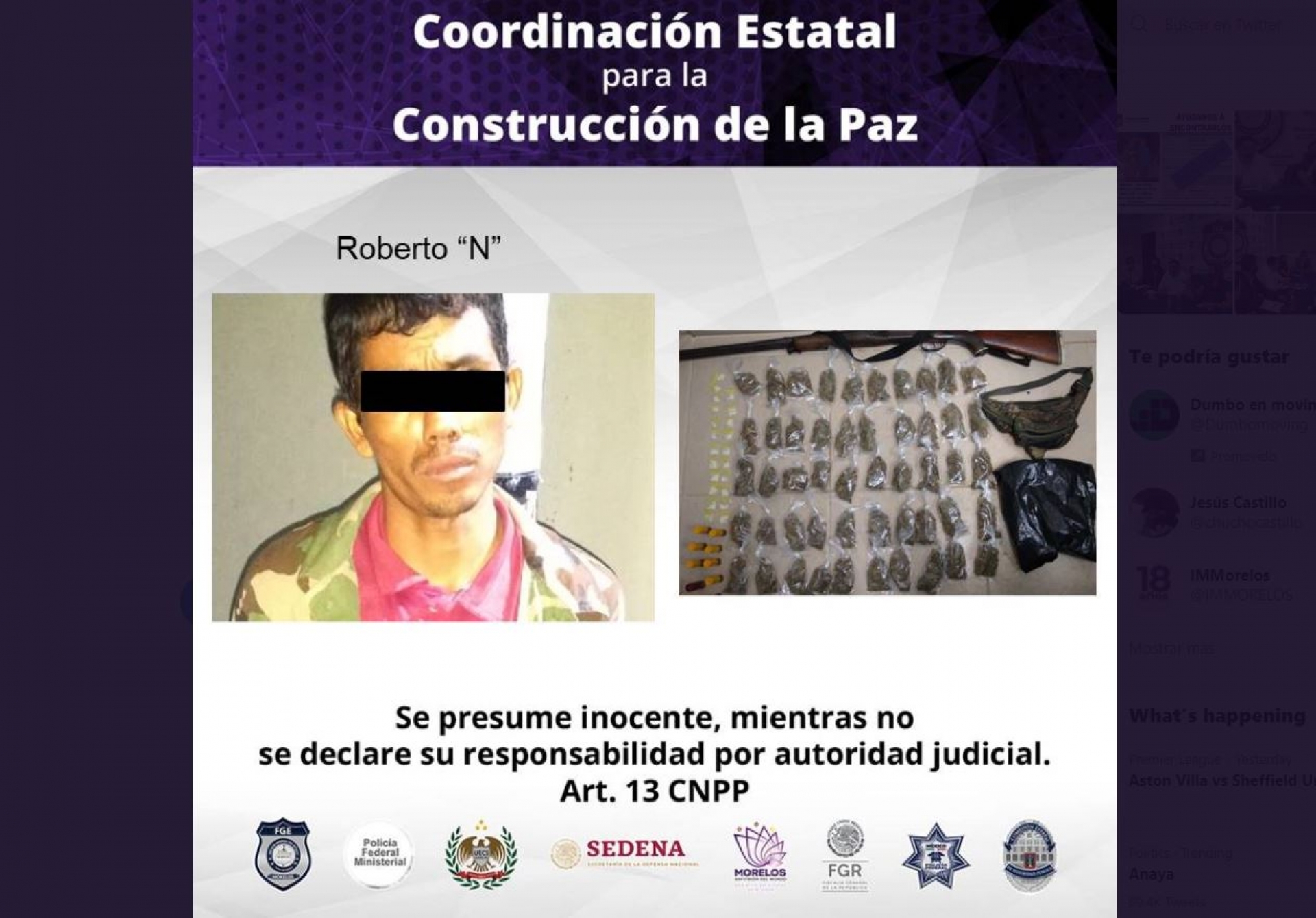 Atrapan a un hombre armado y con y droga