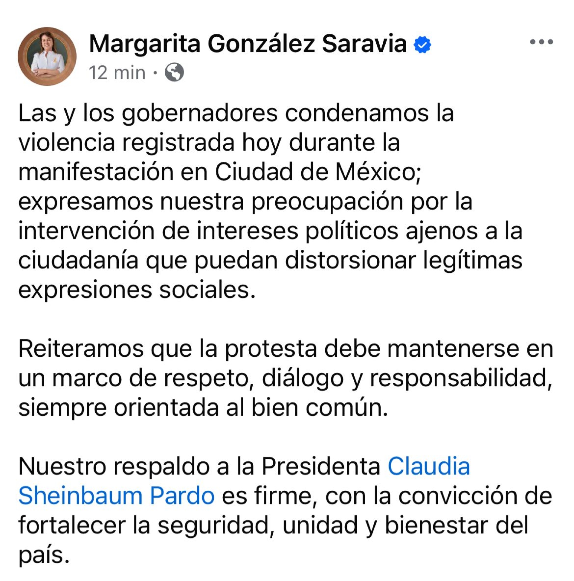 Reafirma gobernadora Margarita González Saravia respaldo a la presidenta Claudia Sheinbaum