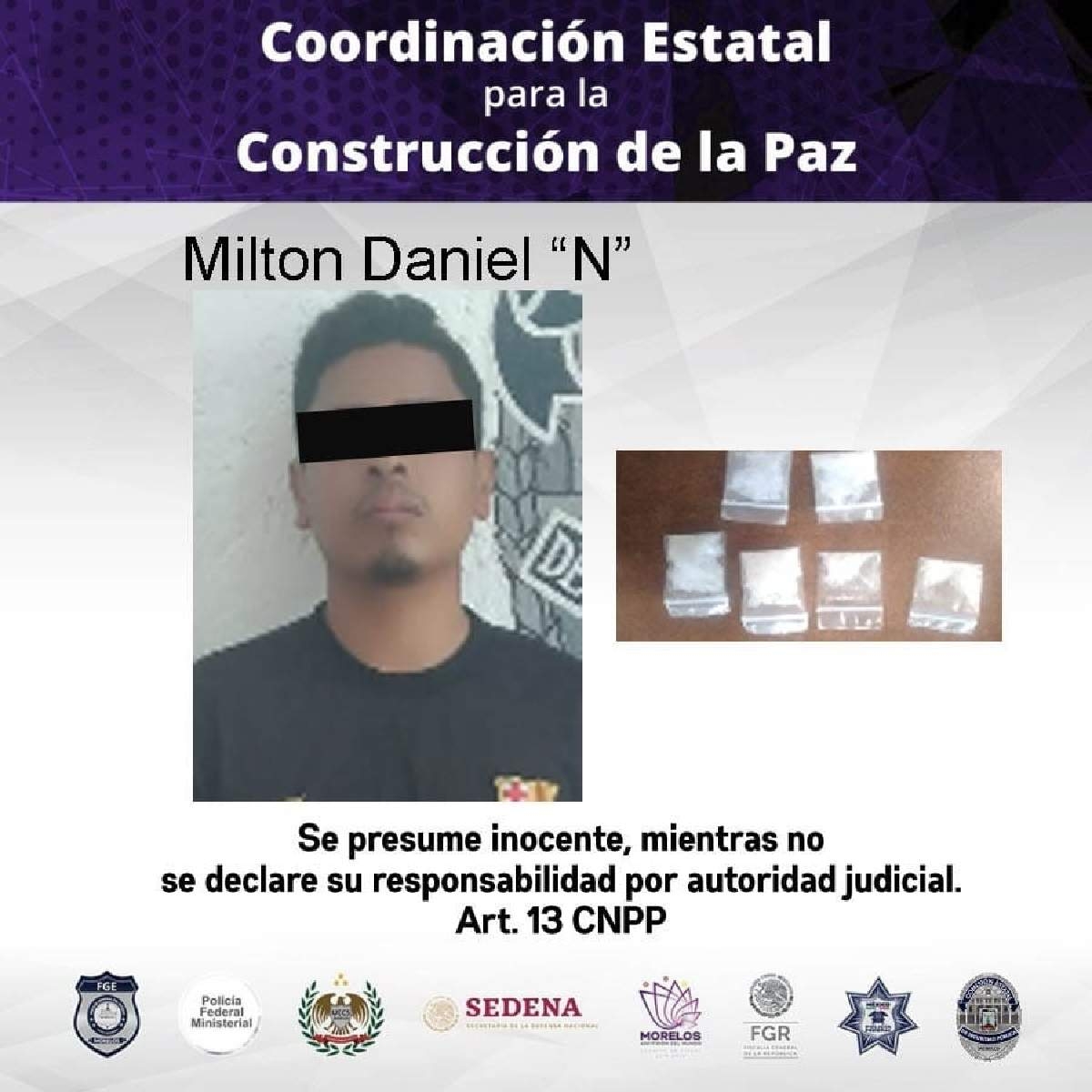 Atrapan a un individuo en posesión de cristal