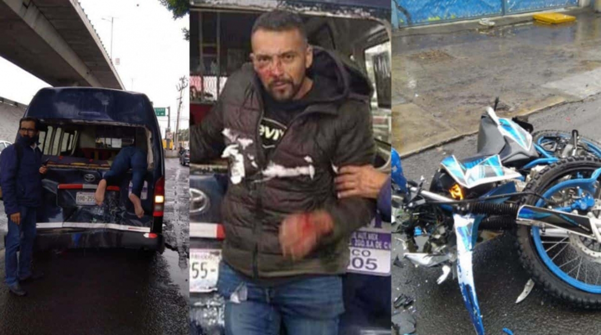 Motociclista choca contra combi en la México-Querétaro