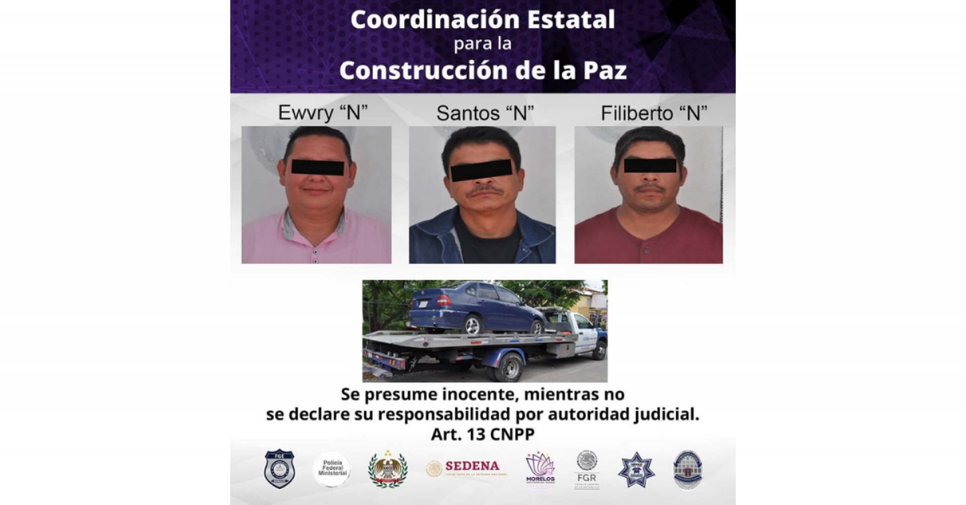 Atrapan a tres presuntos robacoches en Totolapan