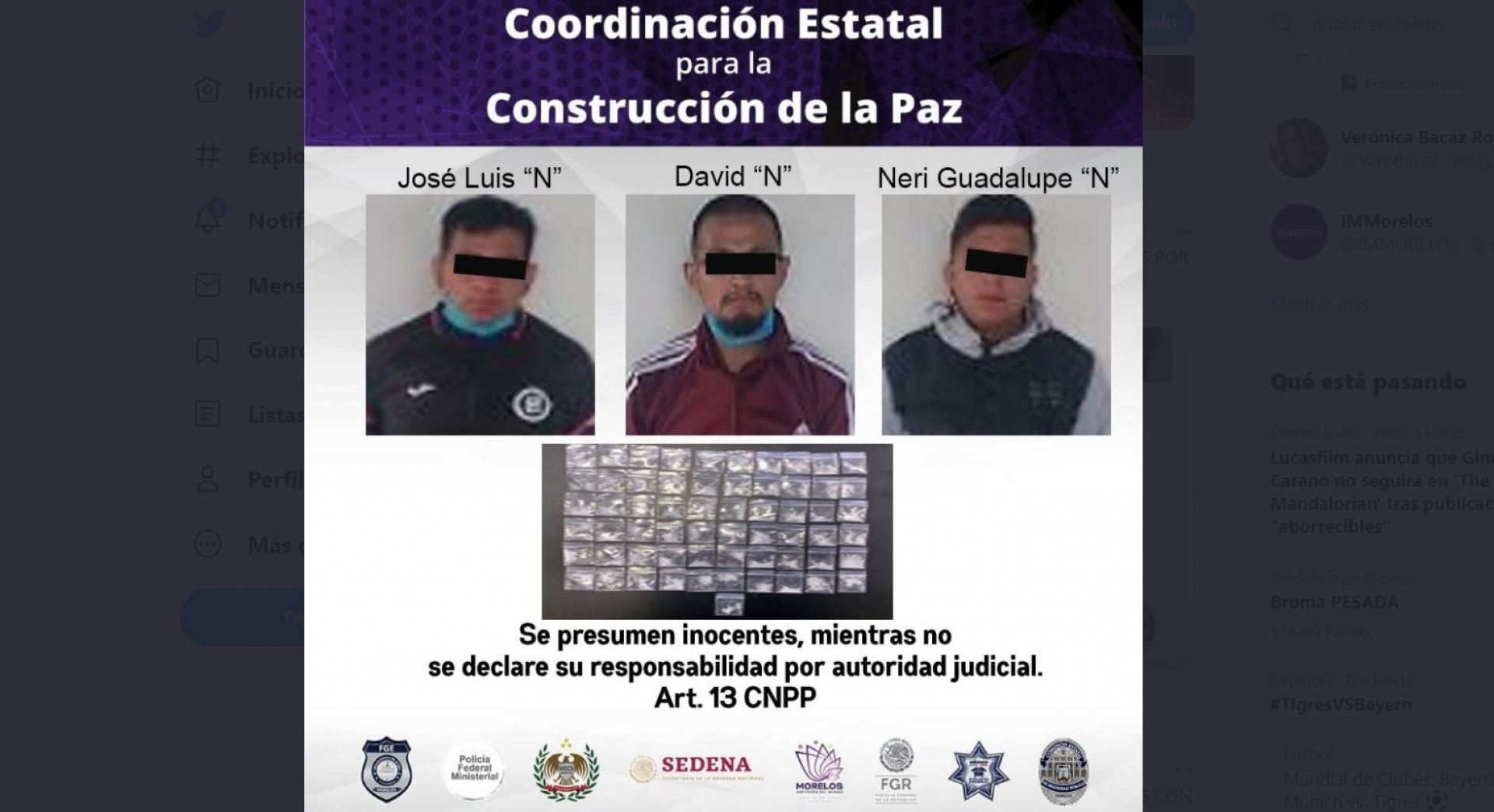 Atrapan a tres hombres en poder de 61 dosis de “cristal”