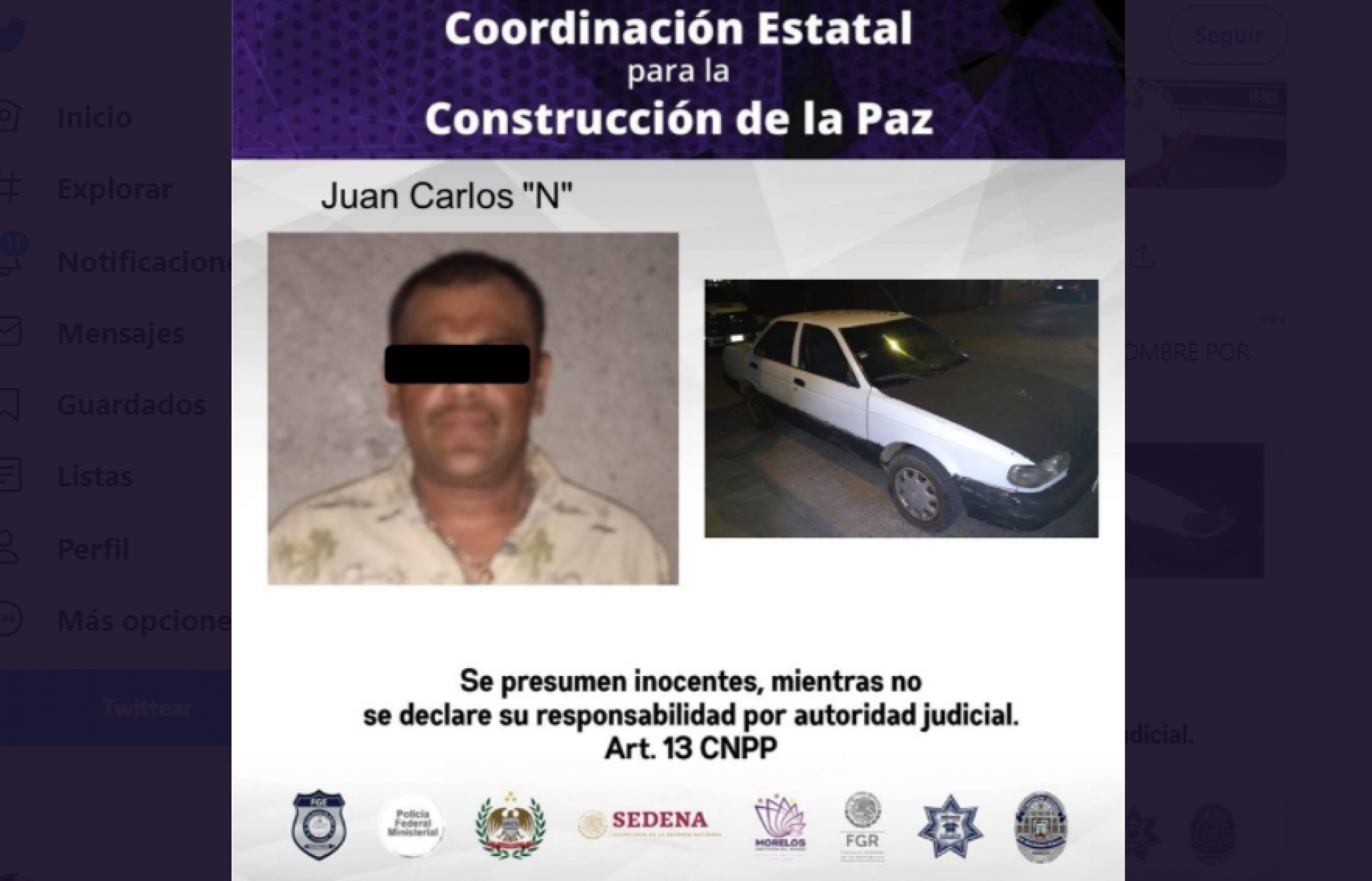 El auto que conducía tiene reporte de robo