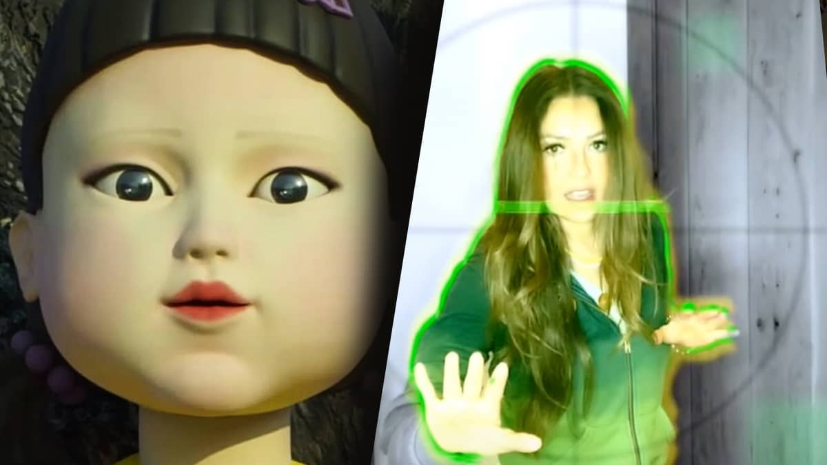 Thalía juega "muévete luz verde" del Juego del Calamar