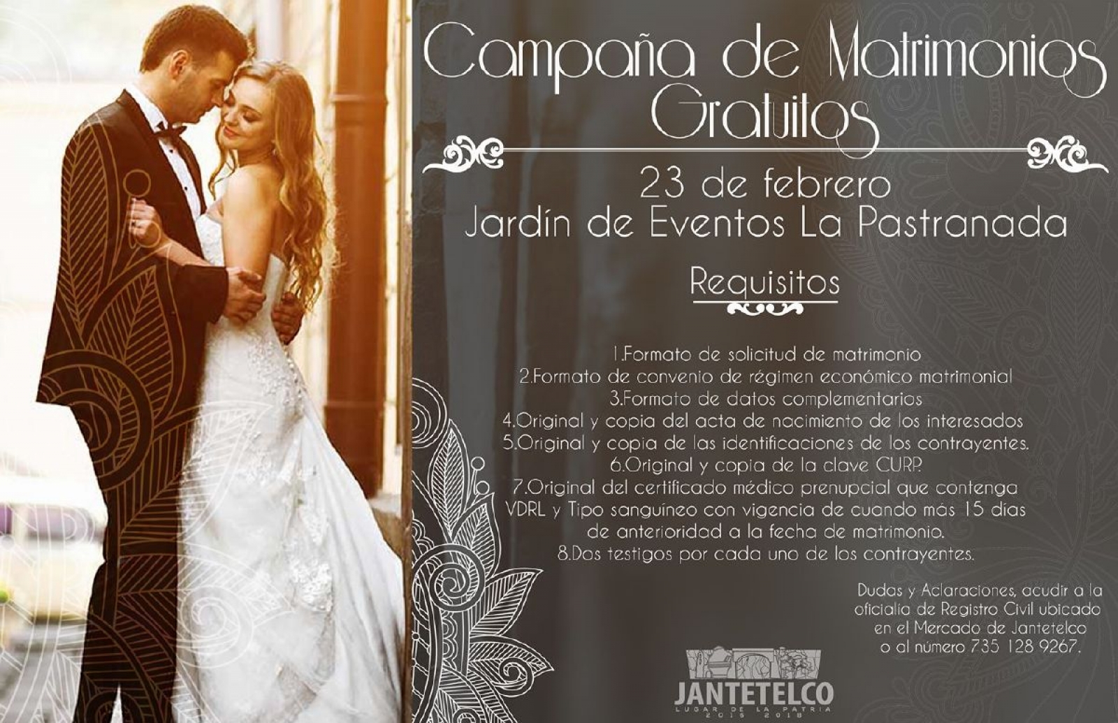 Anuncian campaña de matrimonios gratuitos en Jantetelco