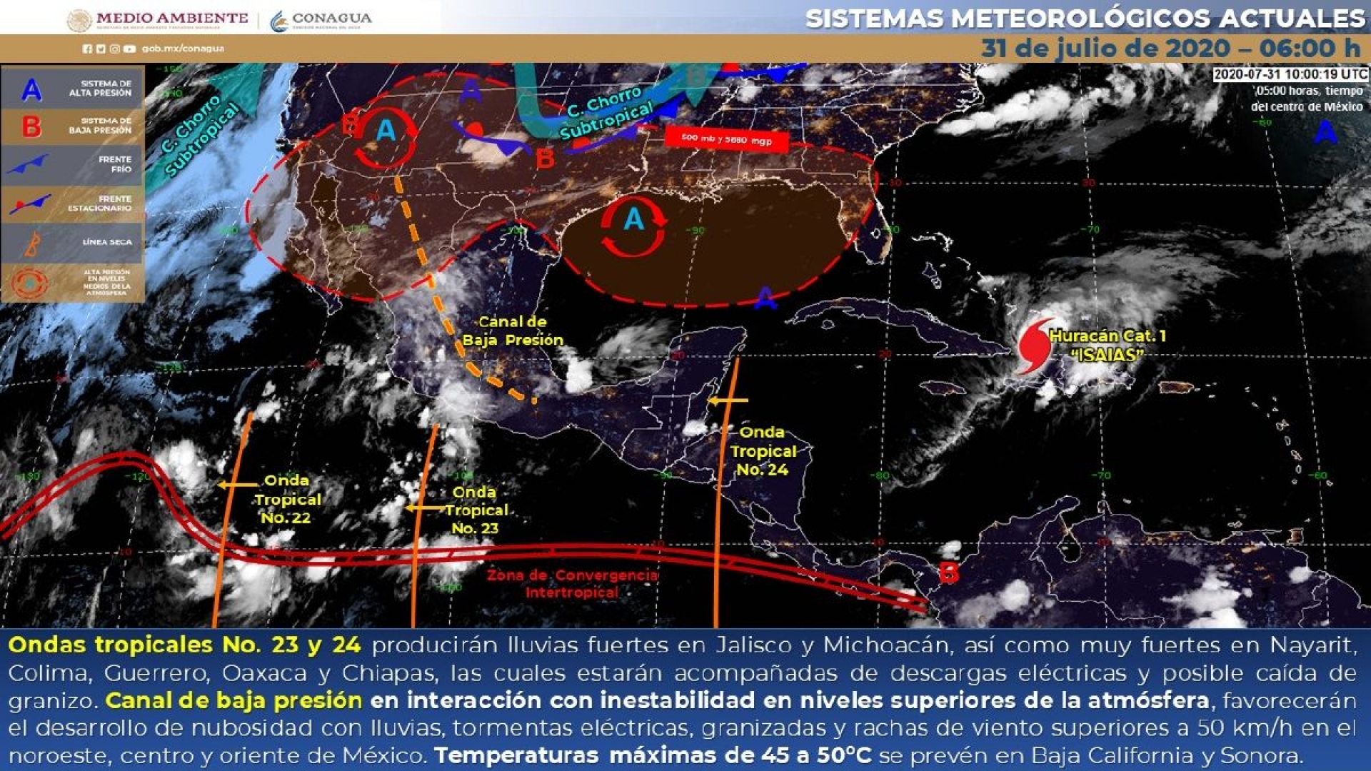 Probabilidad de lluvias durante el fin de semana en Morelos