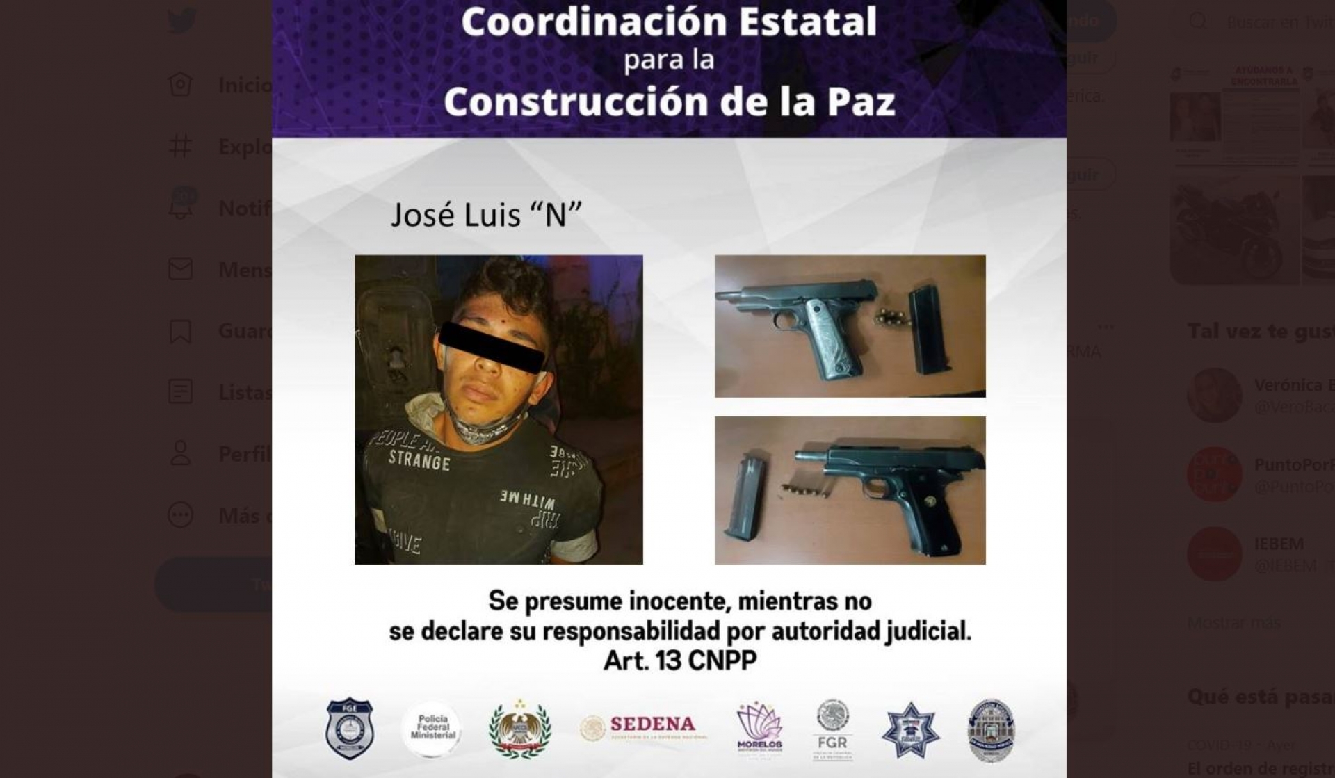 Arrestan a dos individuos armados en Xochitepec