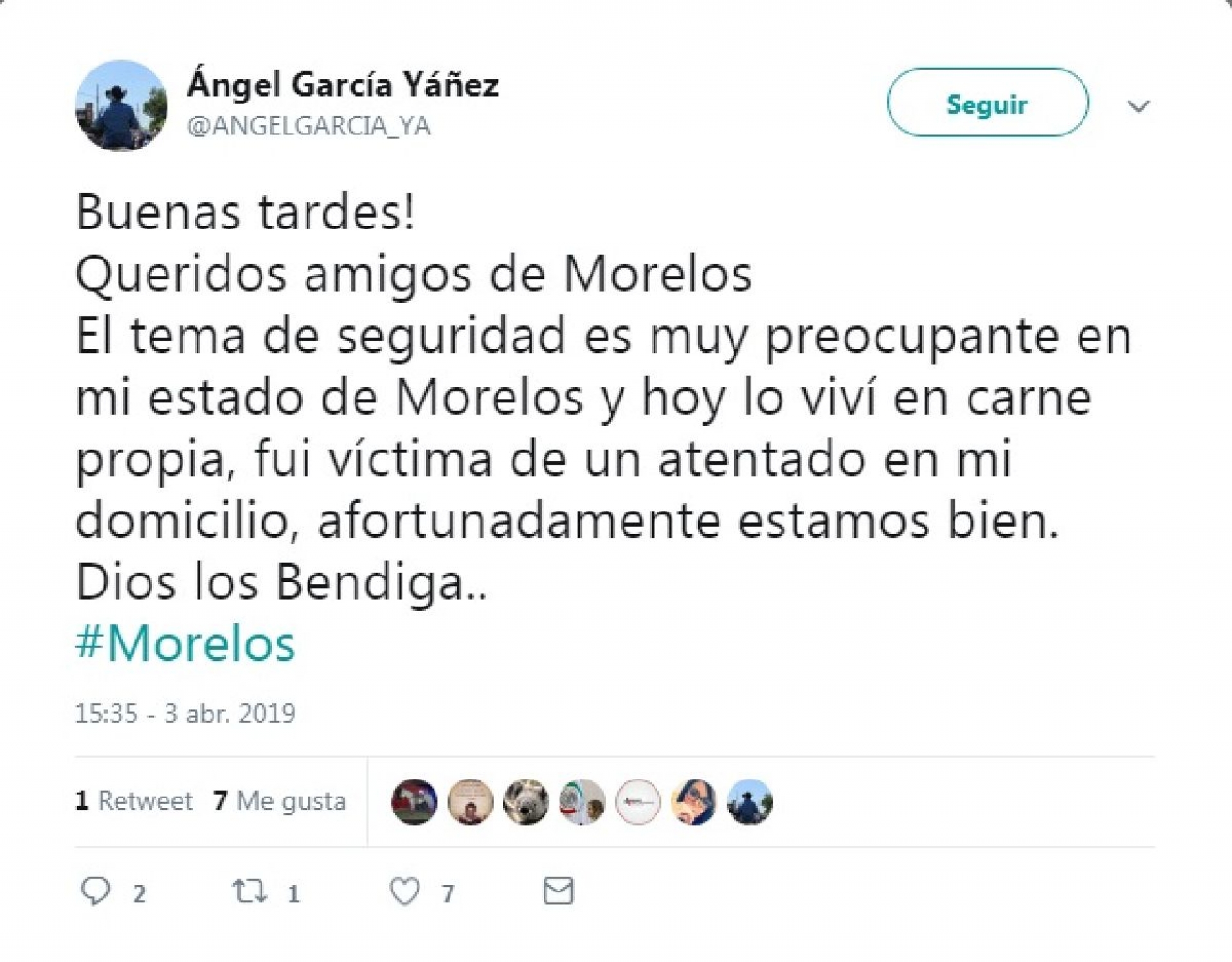 Confirma Ángel García Yáñez ataque contra su casa