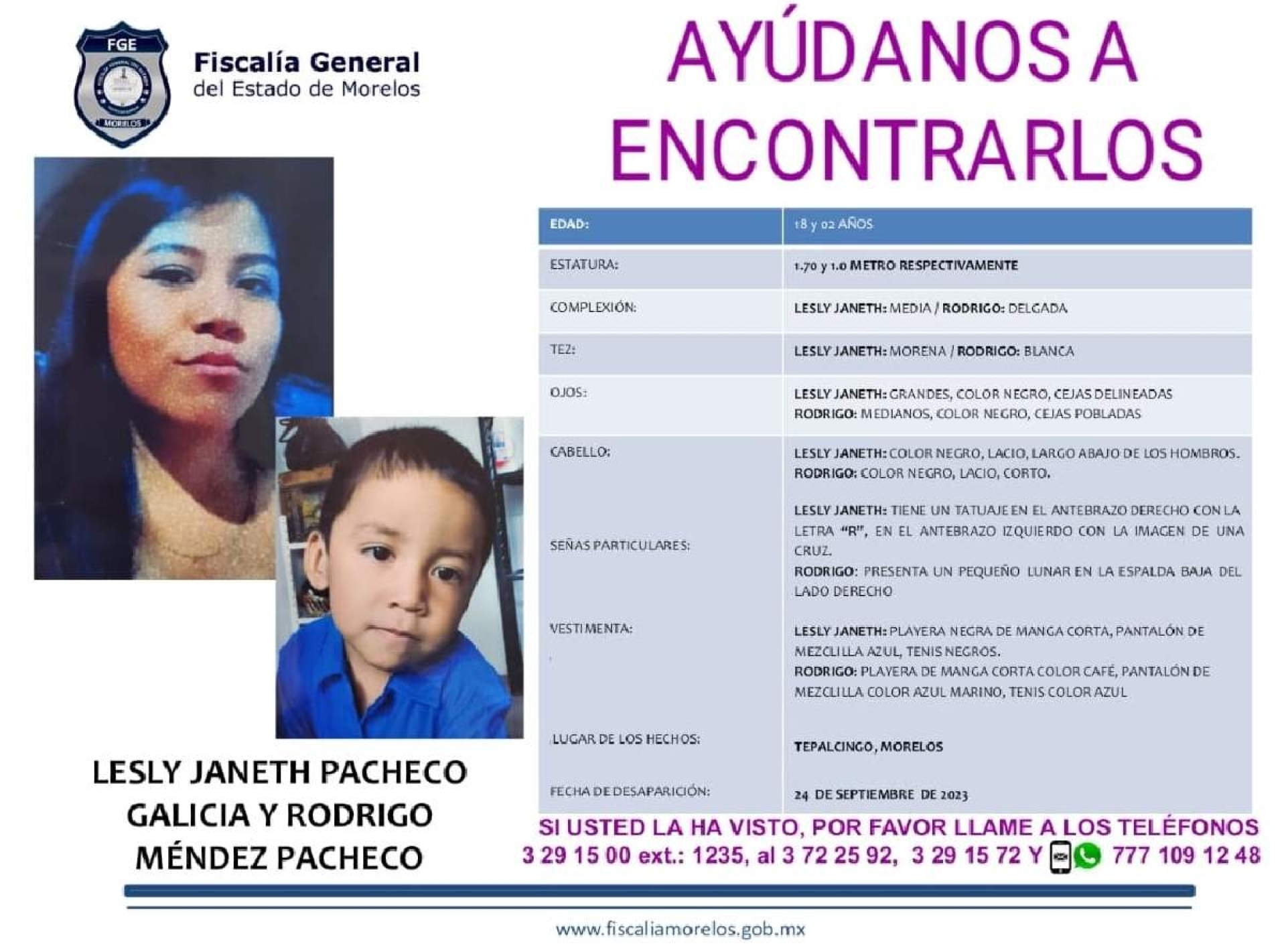 Un niño y una joven desaparecieron hace diez días