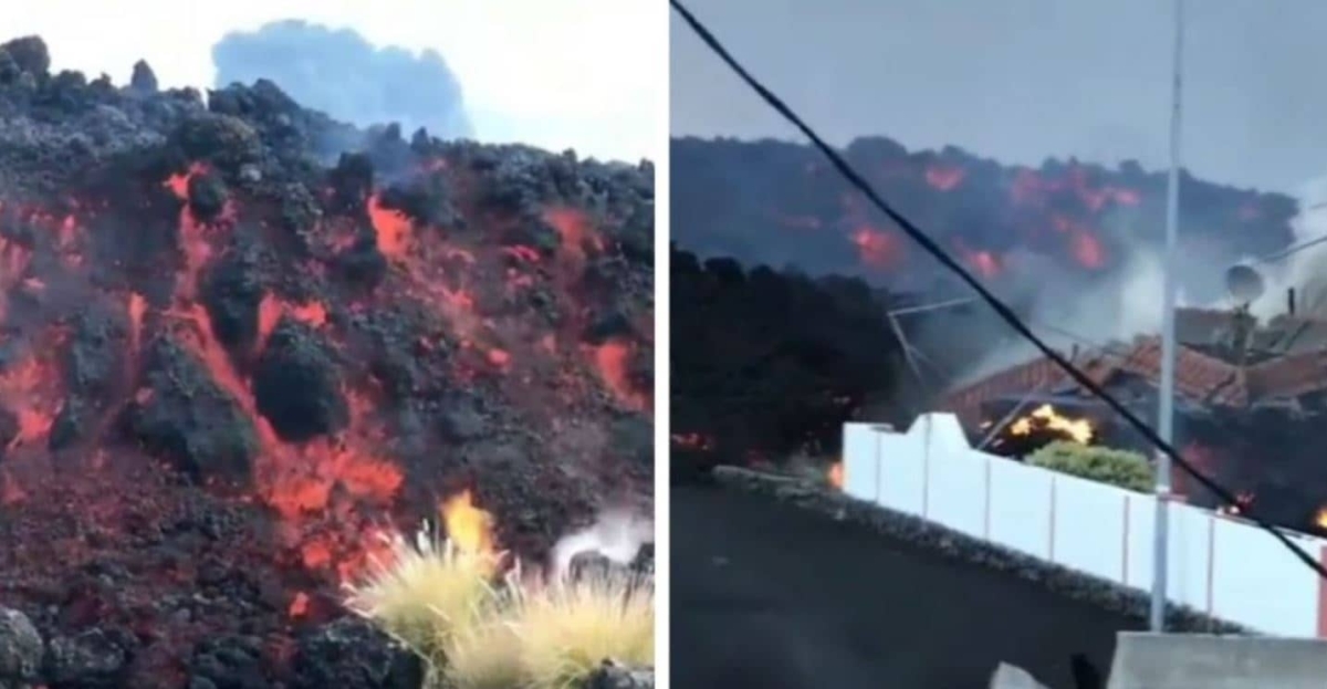 Nueva colada de lava en el volcán "Cumbre Vieja" daña viviendas