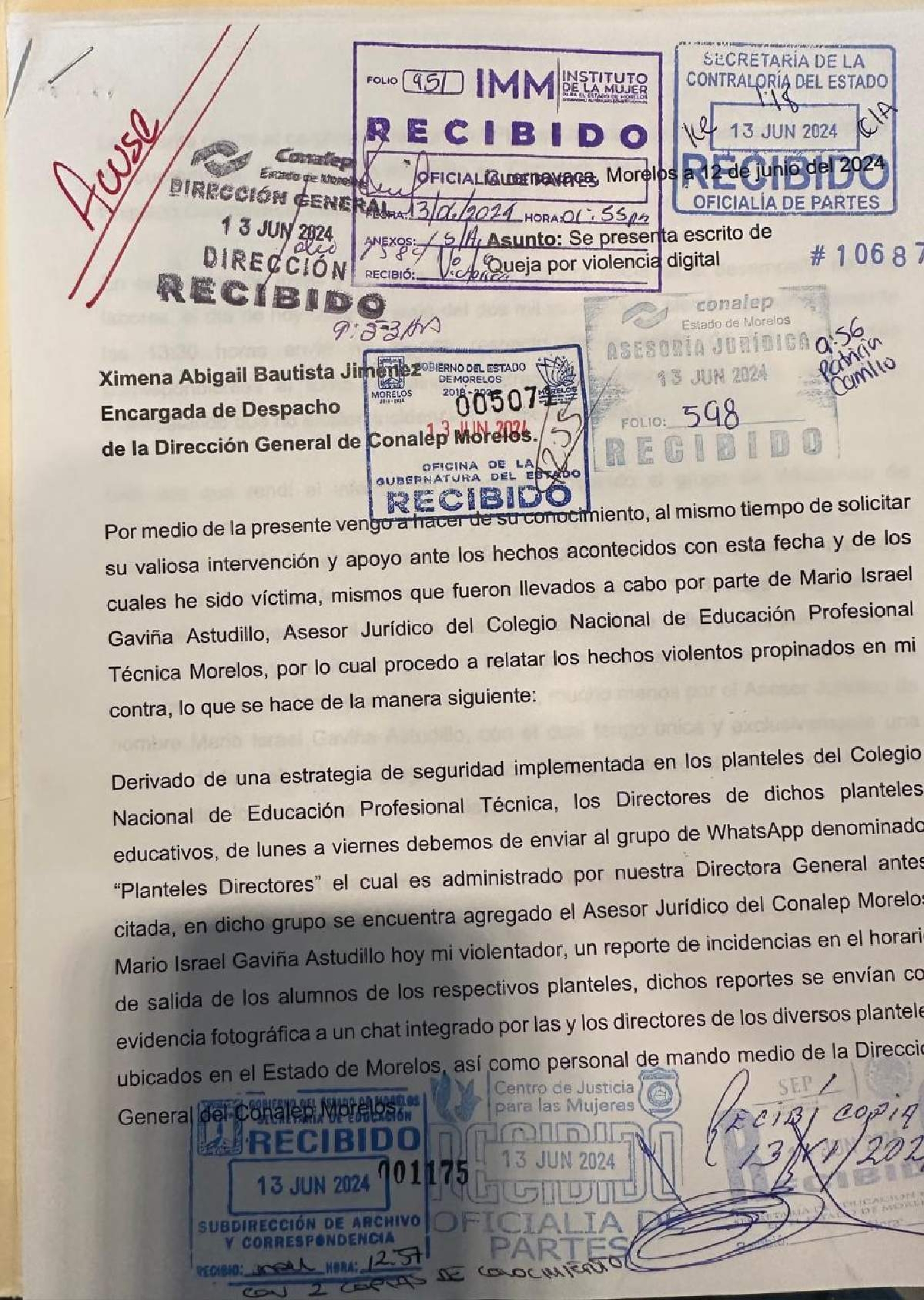 Denuncian a funcionario del Conalep por violencia sexual