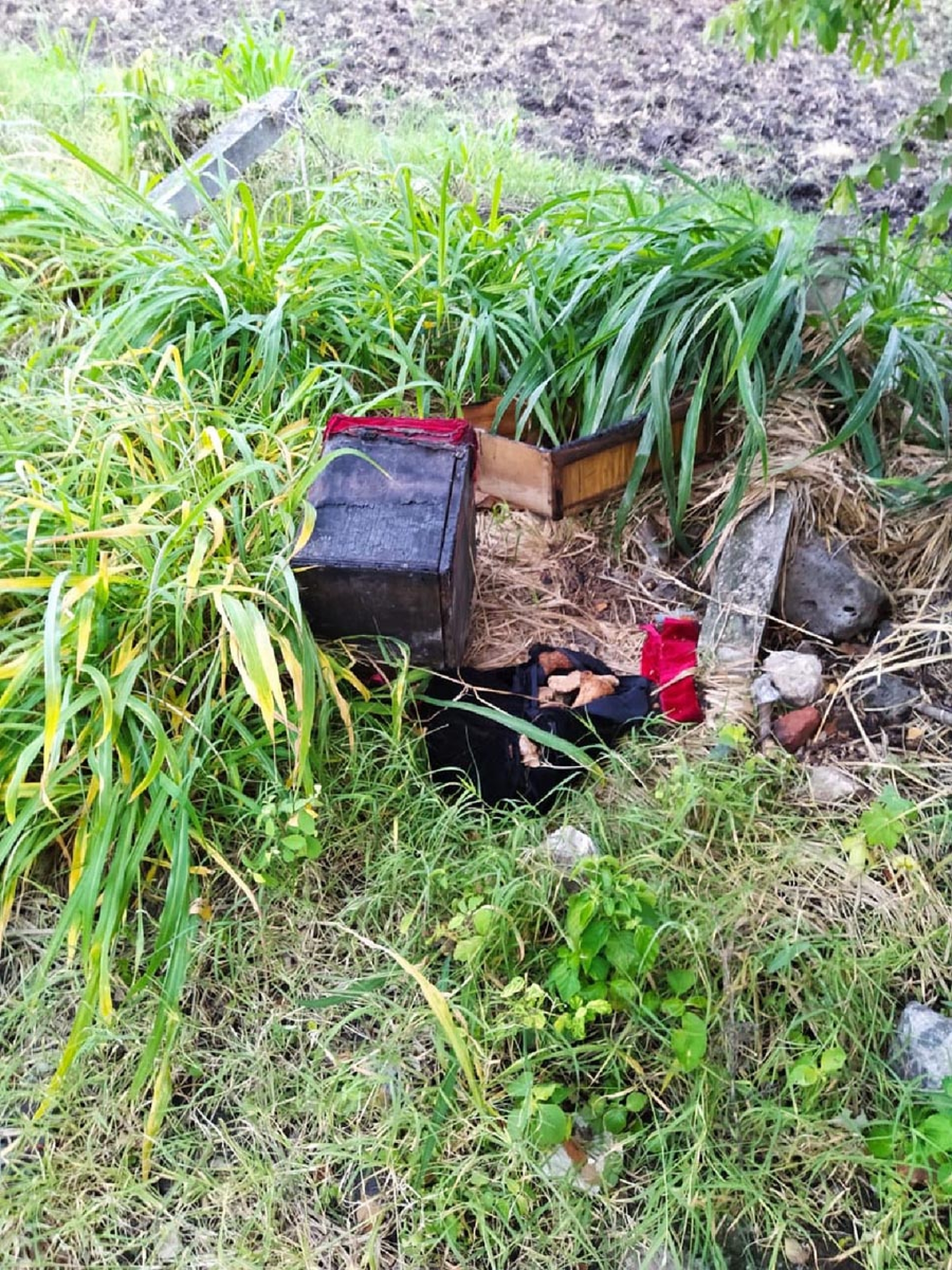 Hallan restos óseos envueltos en una manta