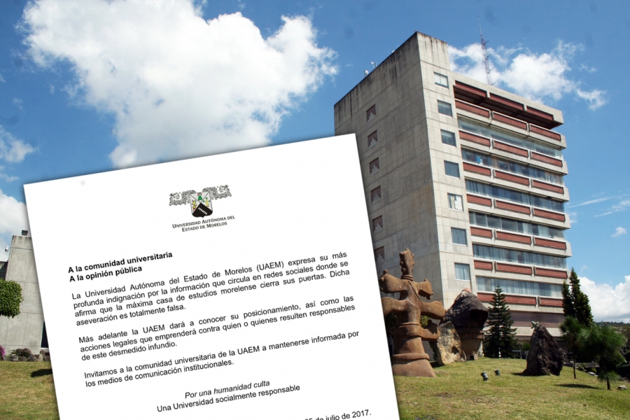 Desmiente la UAEM falsa versión del cierre de la institución