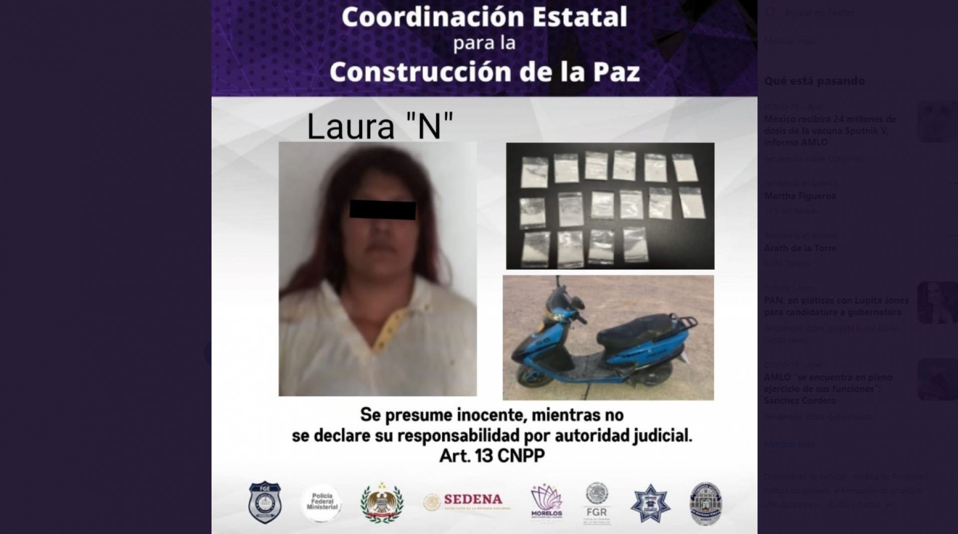 Arrestan a una joven con cocaína en Zacatepec